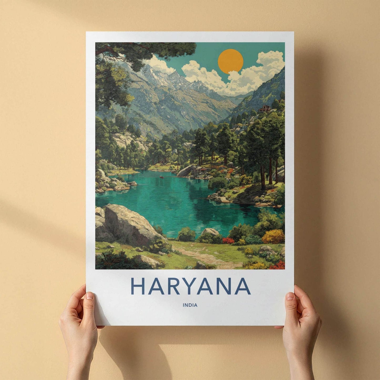 Haryana Poster - India Travel Art - Haryana Vibrant Lake Scenery Home Decor