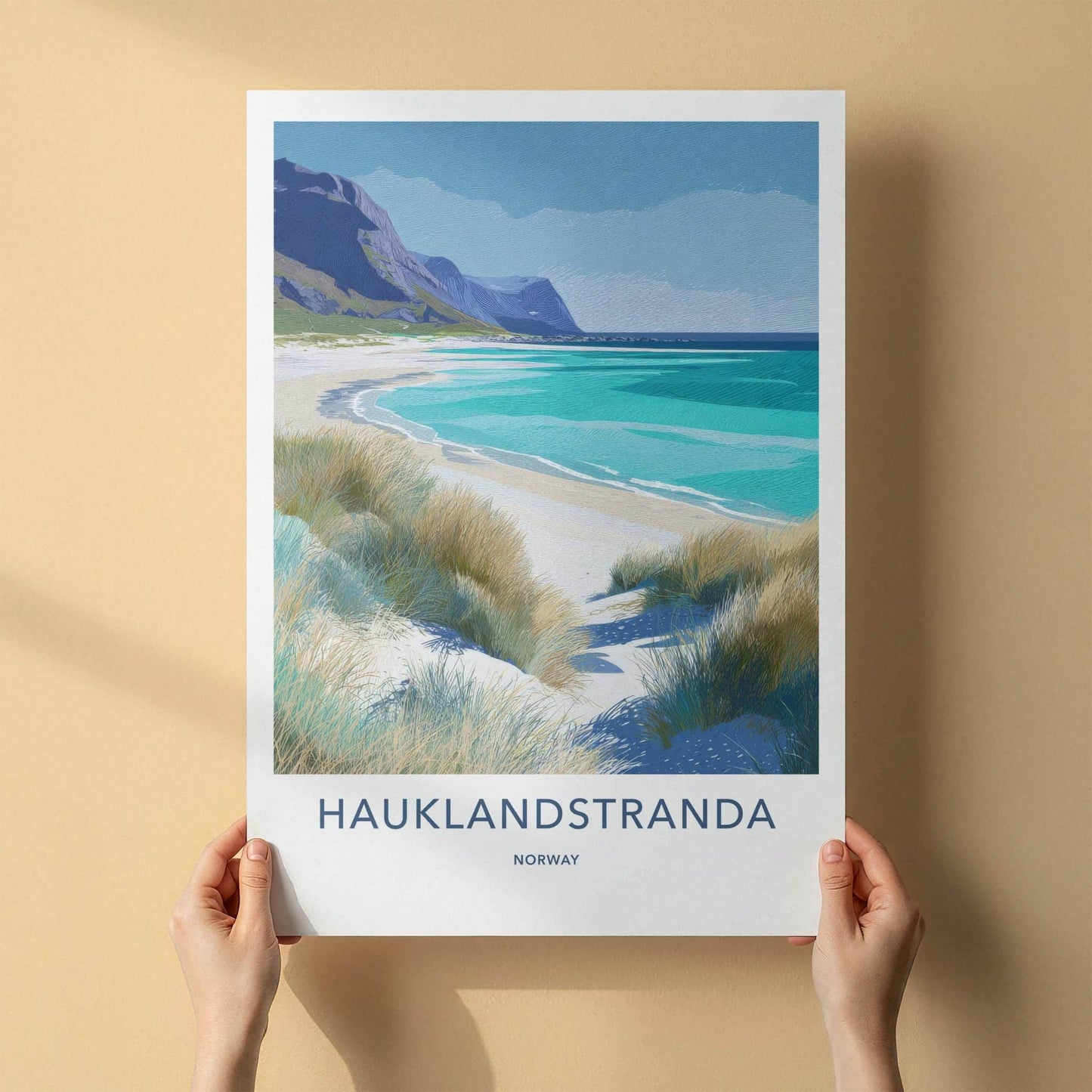 Hauklandstranda Poster - Norway Scenic Art - Coastal Dunes Ocean Home Decor