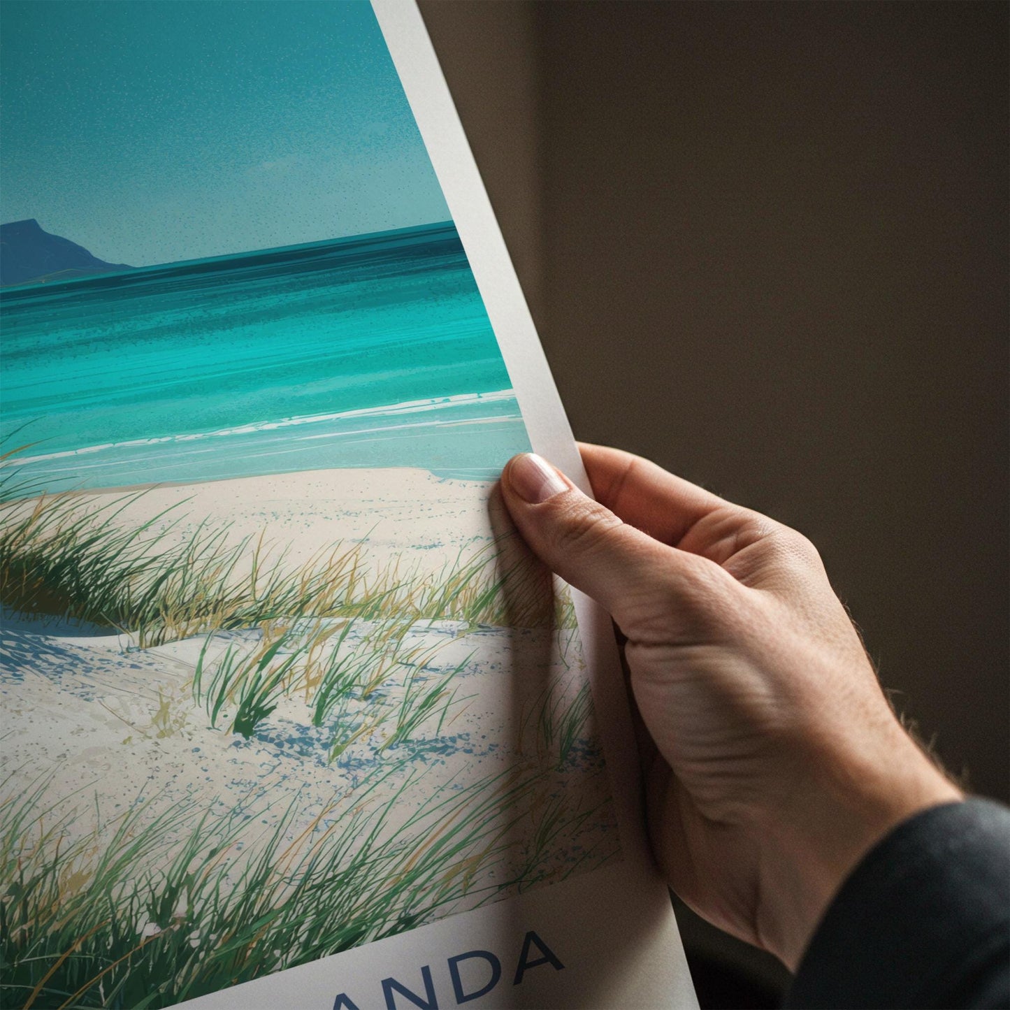 Hauklandstranda Poster - Norway Travel Art - Grassy Dune Beach Wall Decor