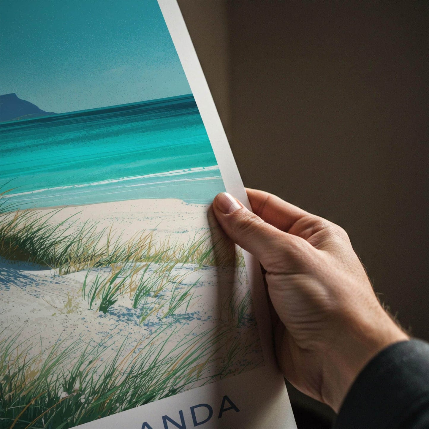 Hauklandstranda Poster - Norway Travel Art - Grassy Dune Beach Wall Decor