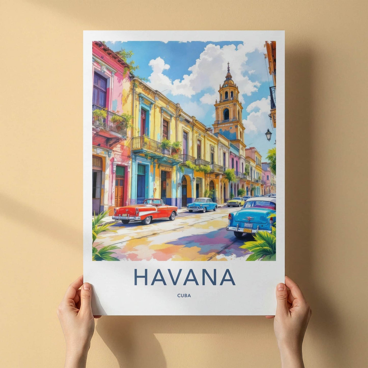 Havana Poster - Cuba Travel Art - Colorful Street Cars Gallery Art