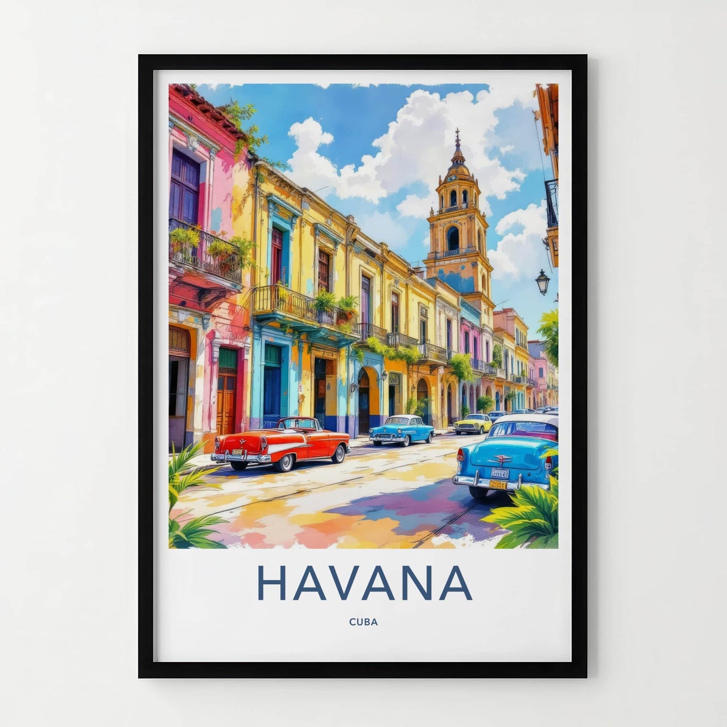 Havana Poster - Cuba Travel Art - Colorful Street Cars Gallery Art