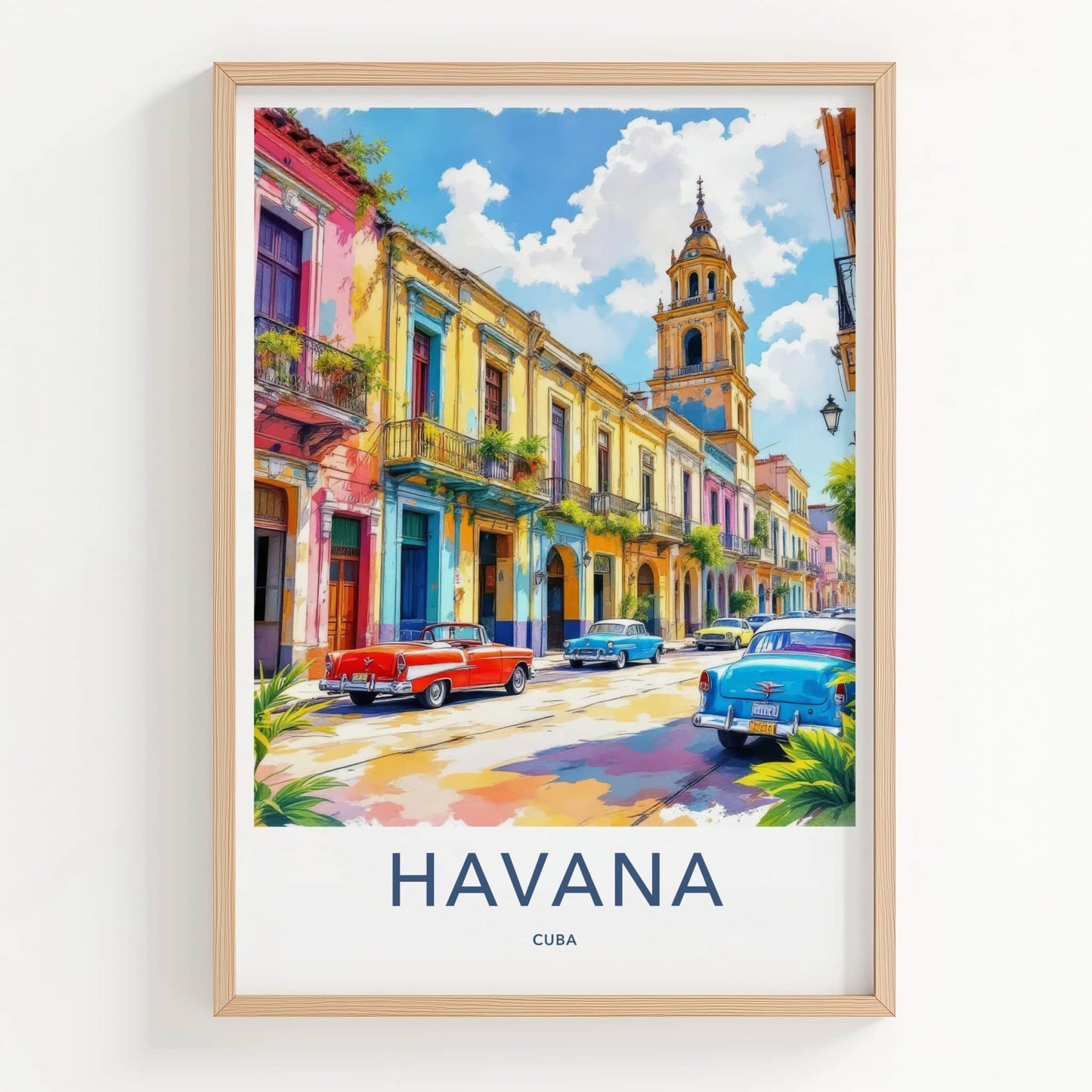 Havana Poster - Cuba Travel Art - Colorful Street Cars Gallery Art
