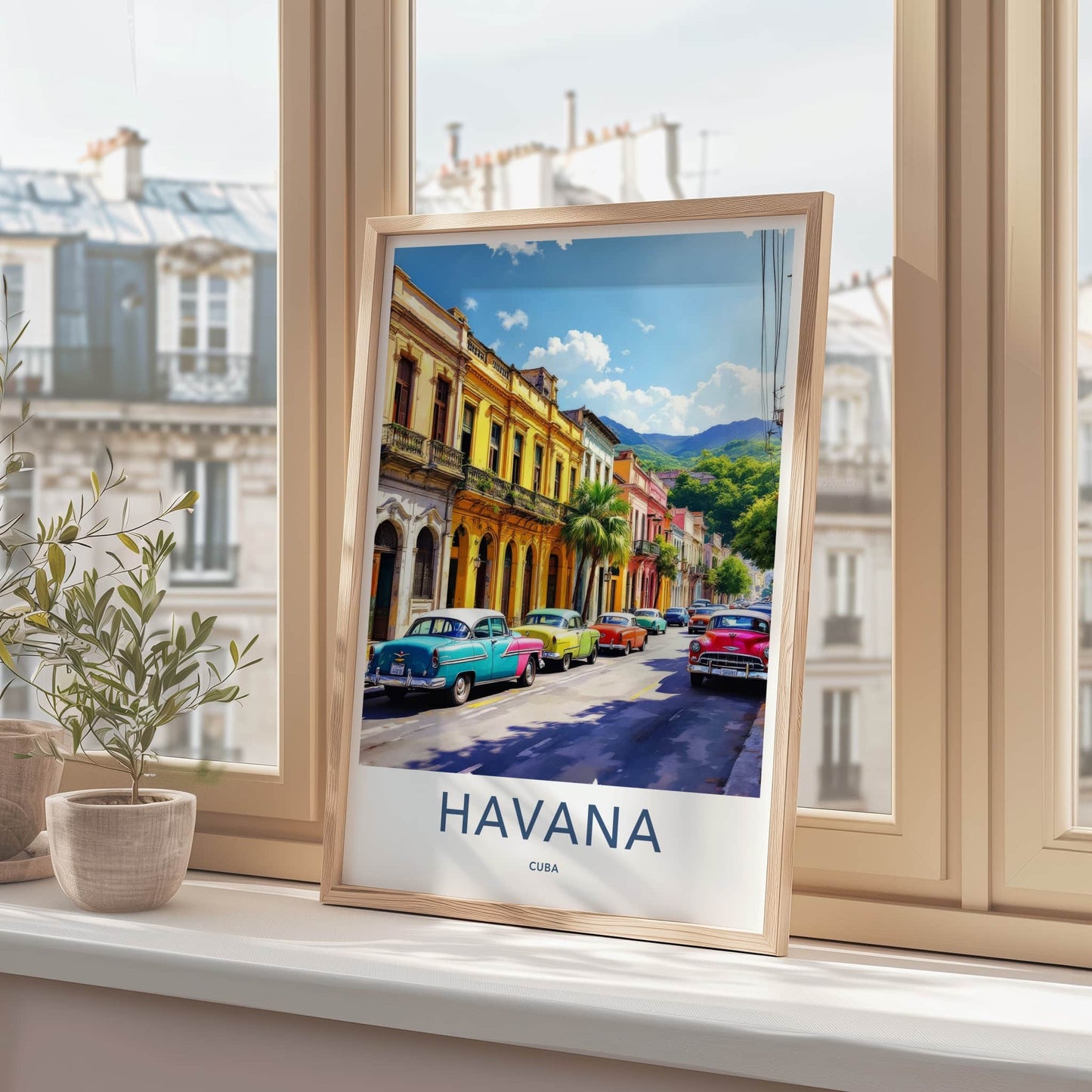 Havana Poster - Cuba Travel Art - Colorful Street Scene Home Decor