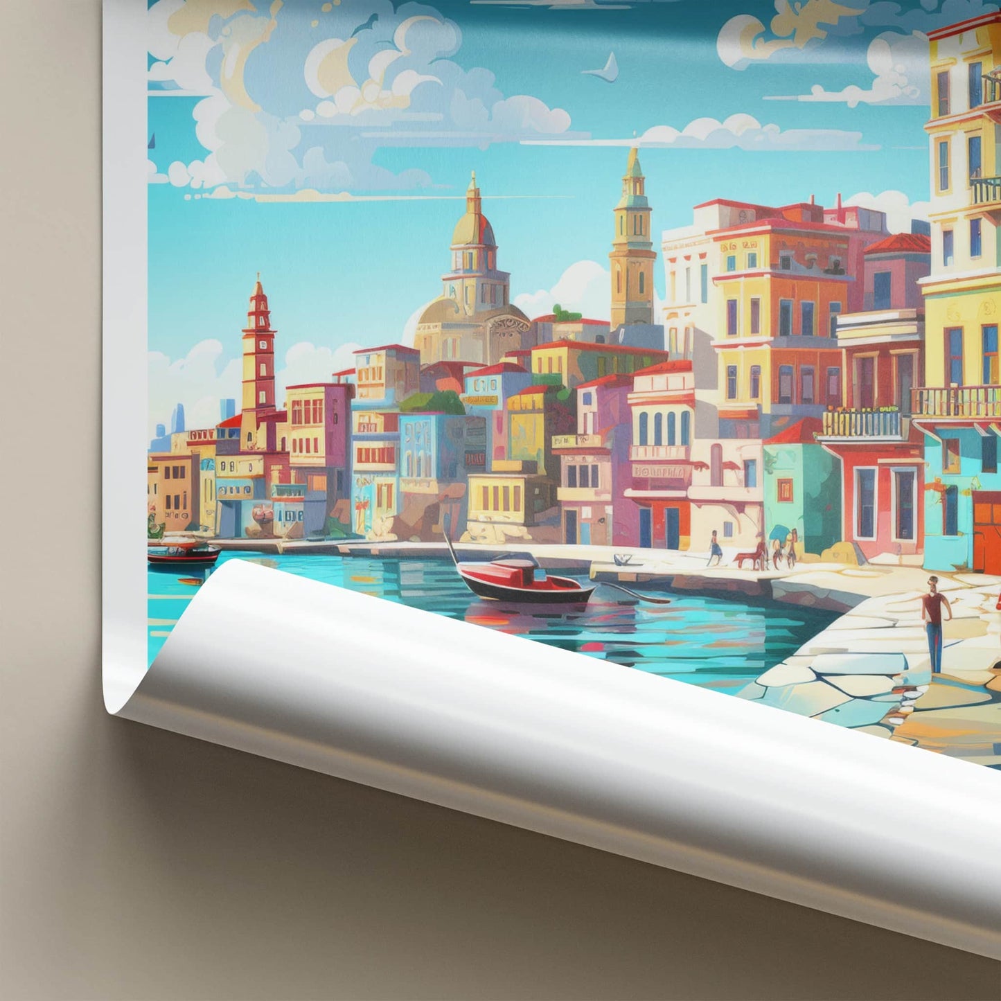 Havana Poster - Cuba Travel Art - Vibrant Bayfront Scene Home Decor