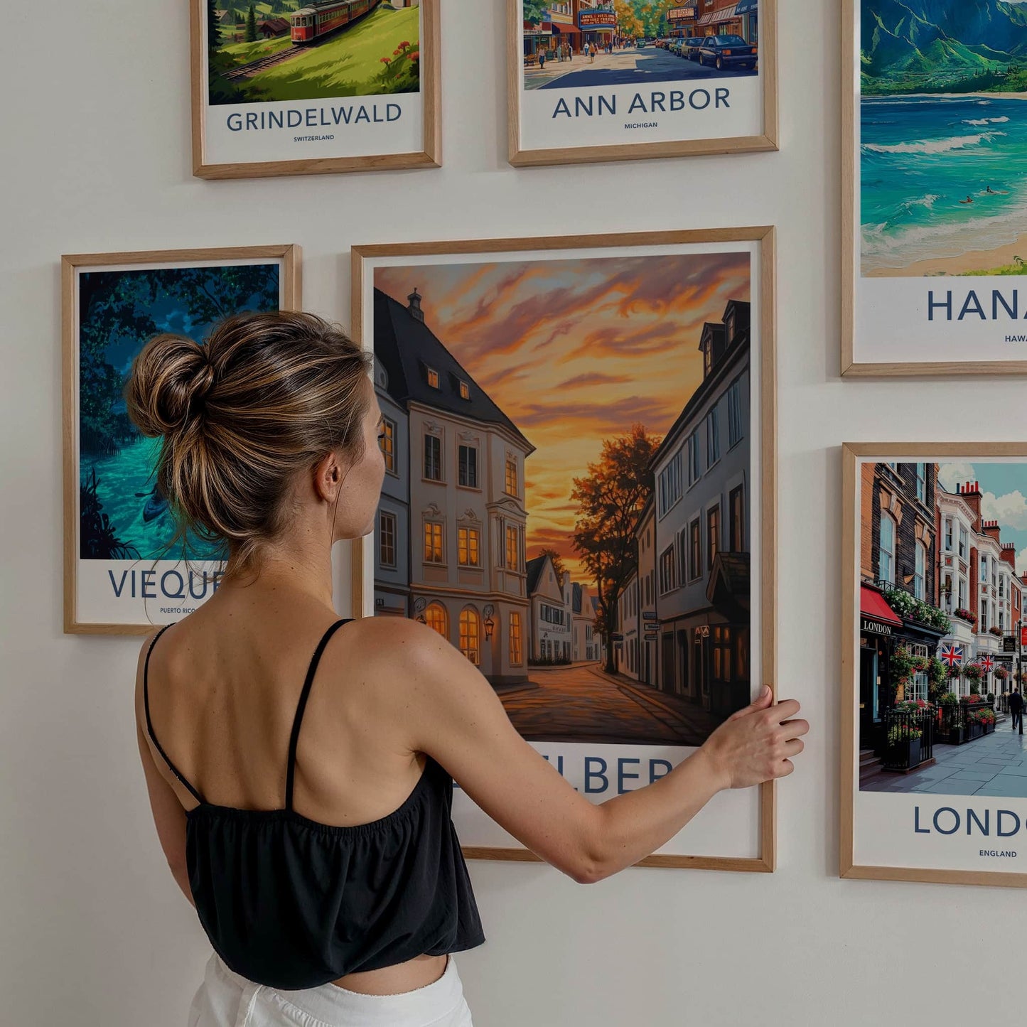 Heidelberg Poster - Germany Travel Art - Sunset City Street Home Decor