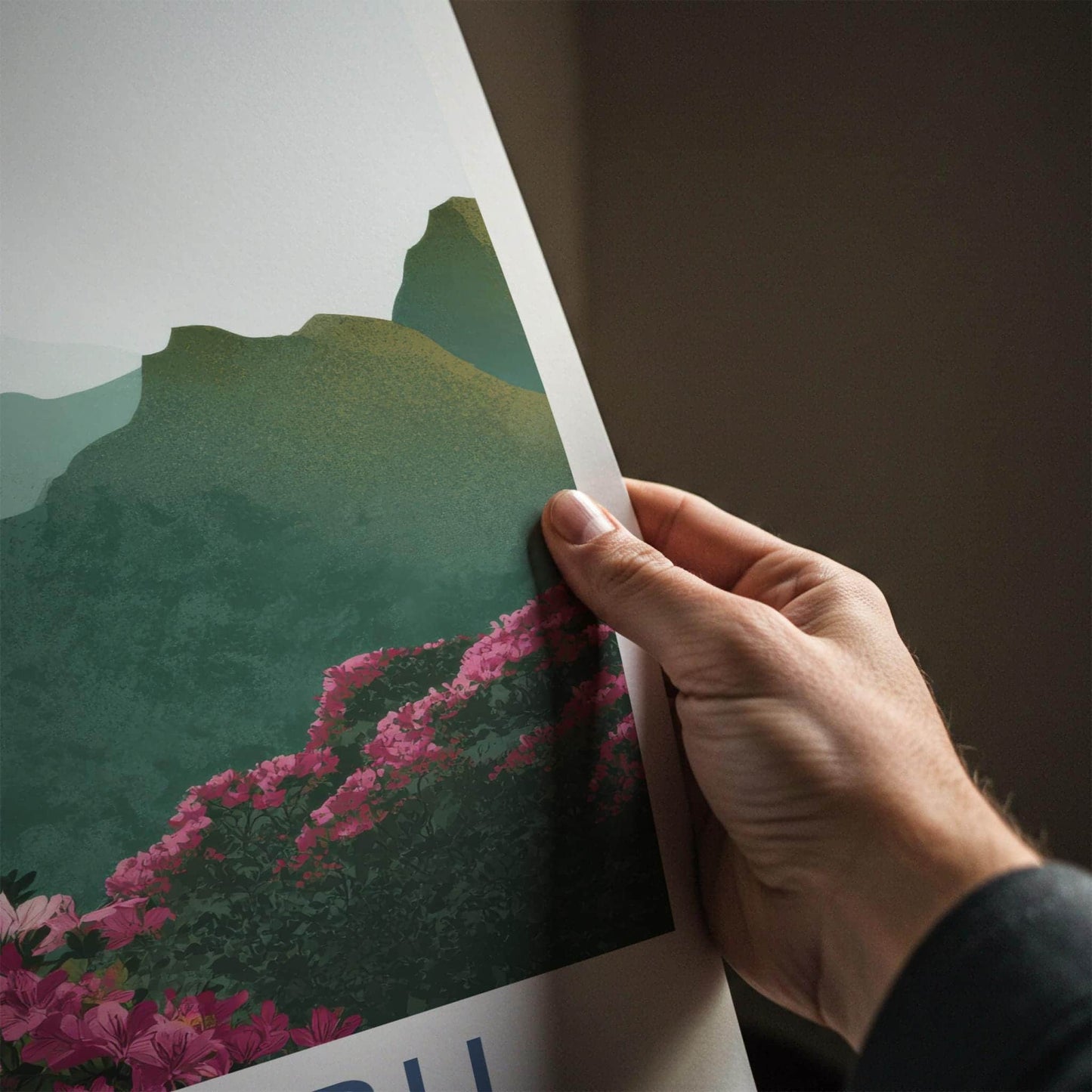 Helambu Poster - Nepal Travel Art - Misty Mountain Blooms Home Decor