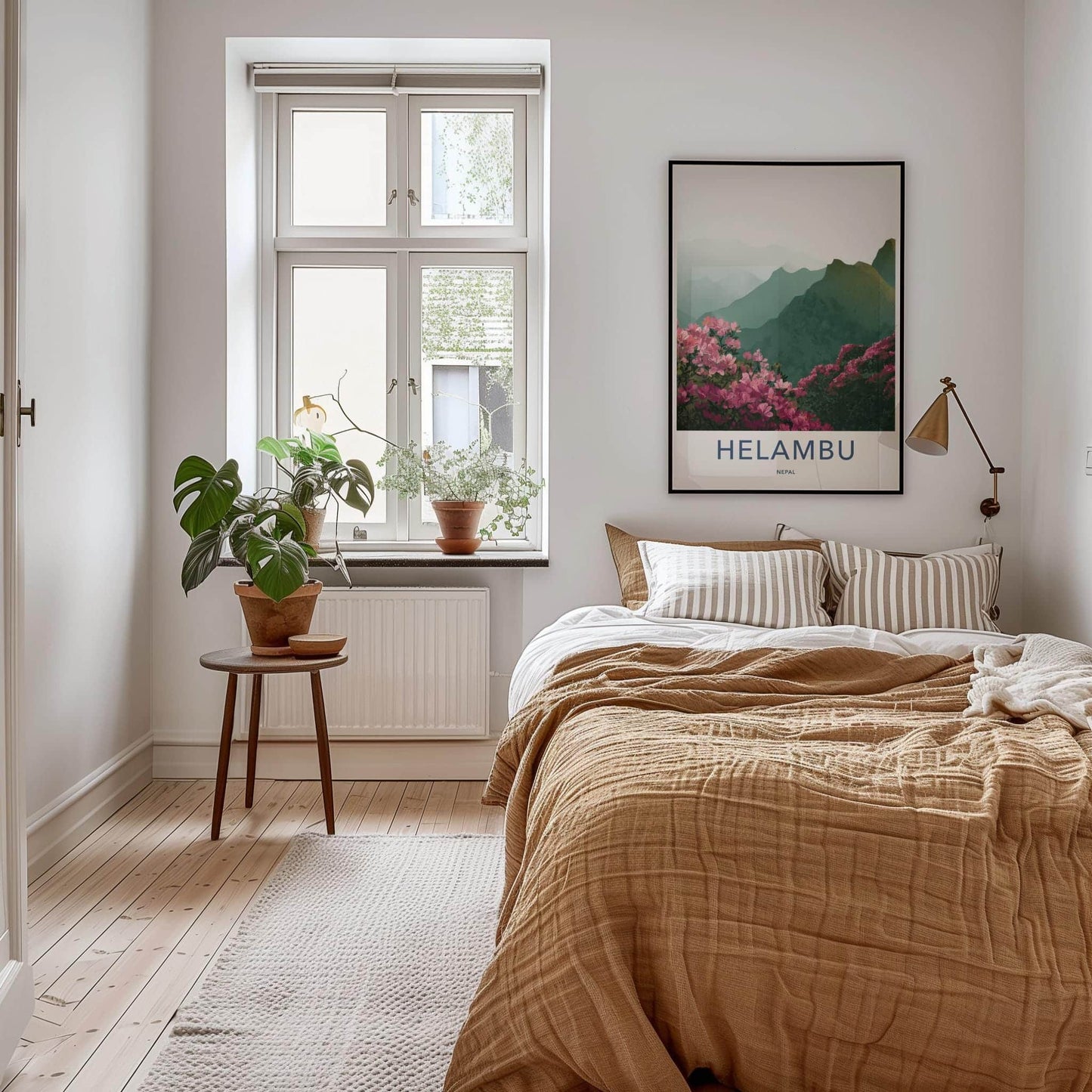 Helambu Poster - Nepal Travel Art - Misty Mountain Blooms Home Decor