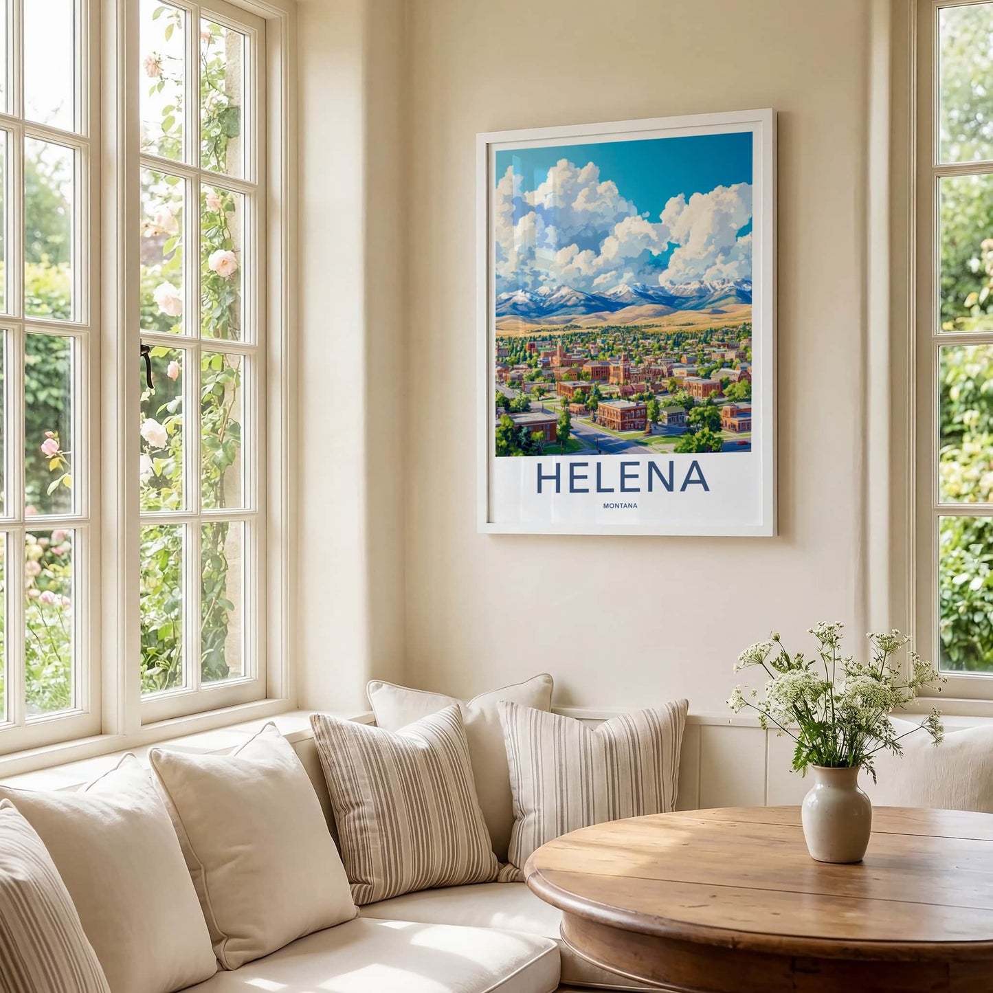 Helena Poster - Montana Art Print - City Mountain Panorama Wall Decor