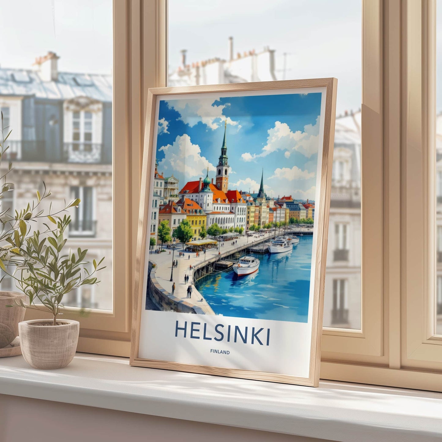 Helsinki Poster - Finland Travel Art - Historic City Harbor Wall Decor