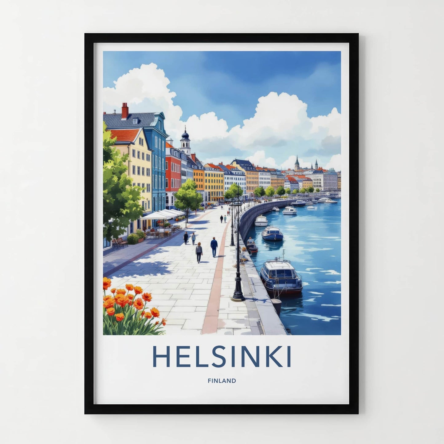 Helsinki Poster - Finland Travel Art - Vibrant City Harbor Home Decor