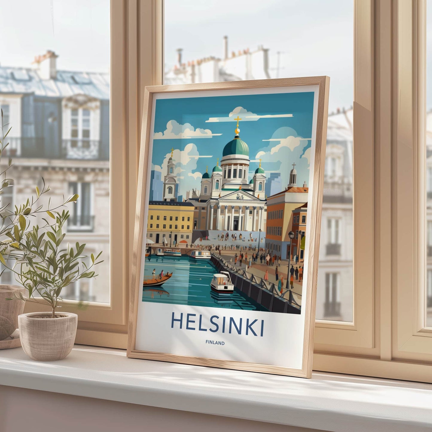 Helsinki Poster - Finland Wall Art - Grand Cathedral Harbor Home Decor