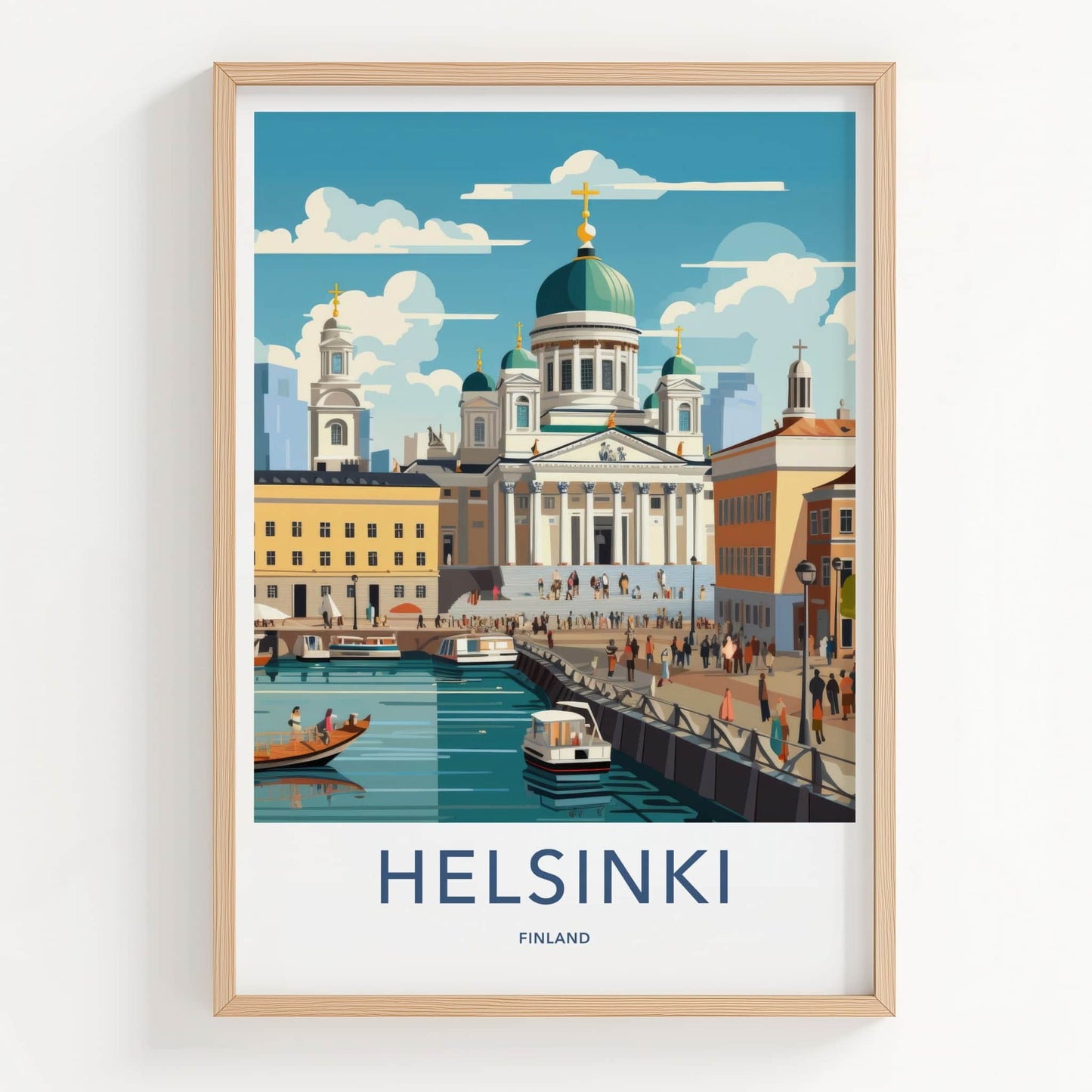 Helsinki Poster - Finland Wall Art - Grand Cathedral Harbor Home Decor