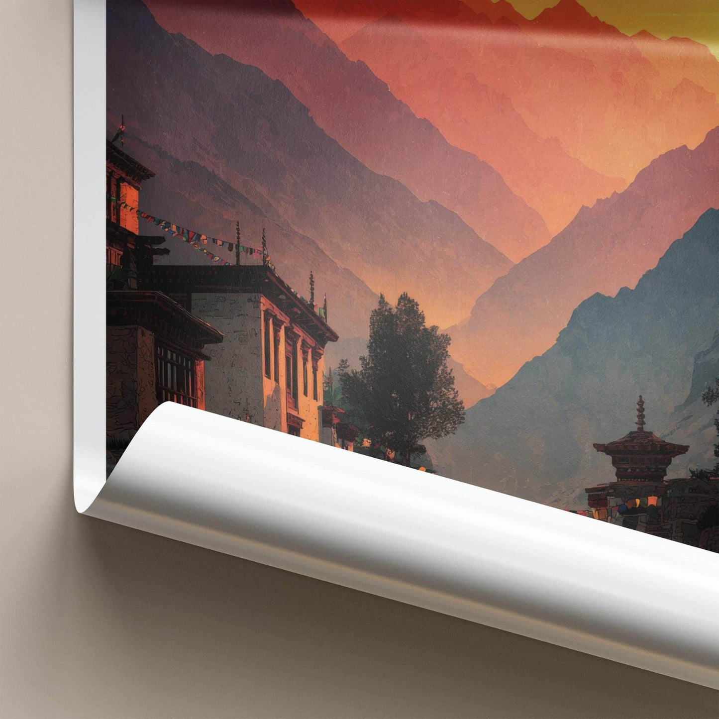 Hemis Gompa Poster - India Travel Art - Ladakh Monastery Valley Sunset Wall Decor