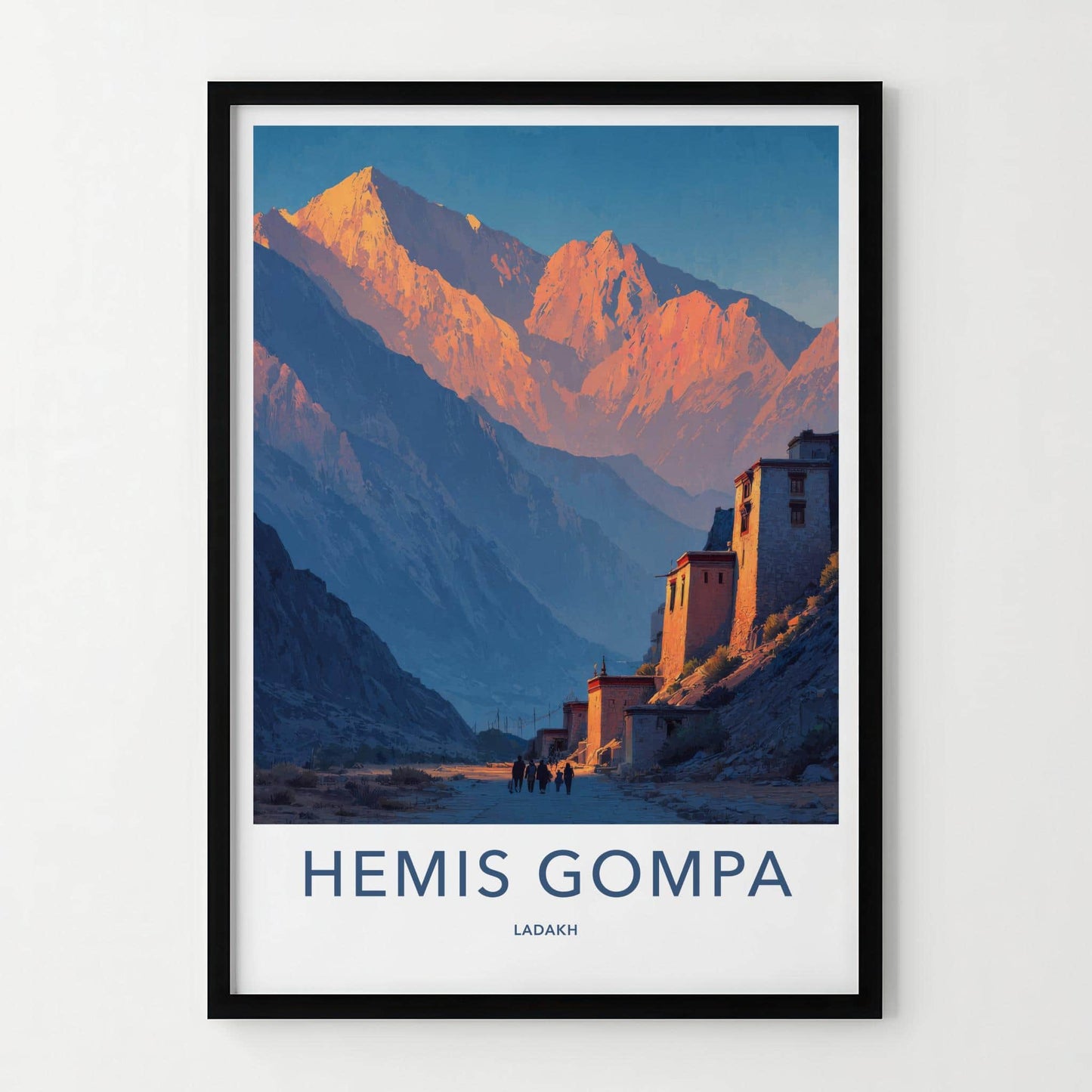 Hemis Gompa Poster - India Travel Art - Ladakh Sunset Peaks Home Decor