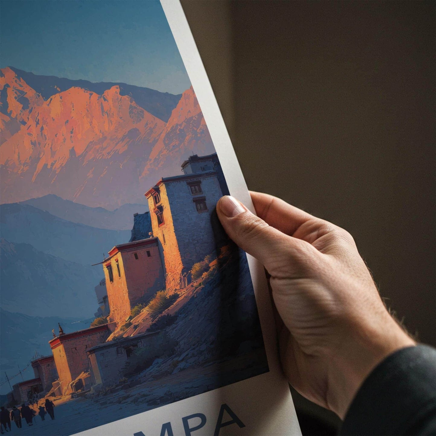 Hemis Gompa Poster - India Travel Art - Ladakh Sunset Peaks Home Decor