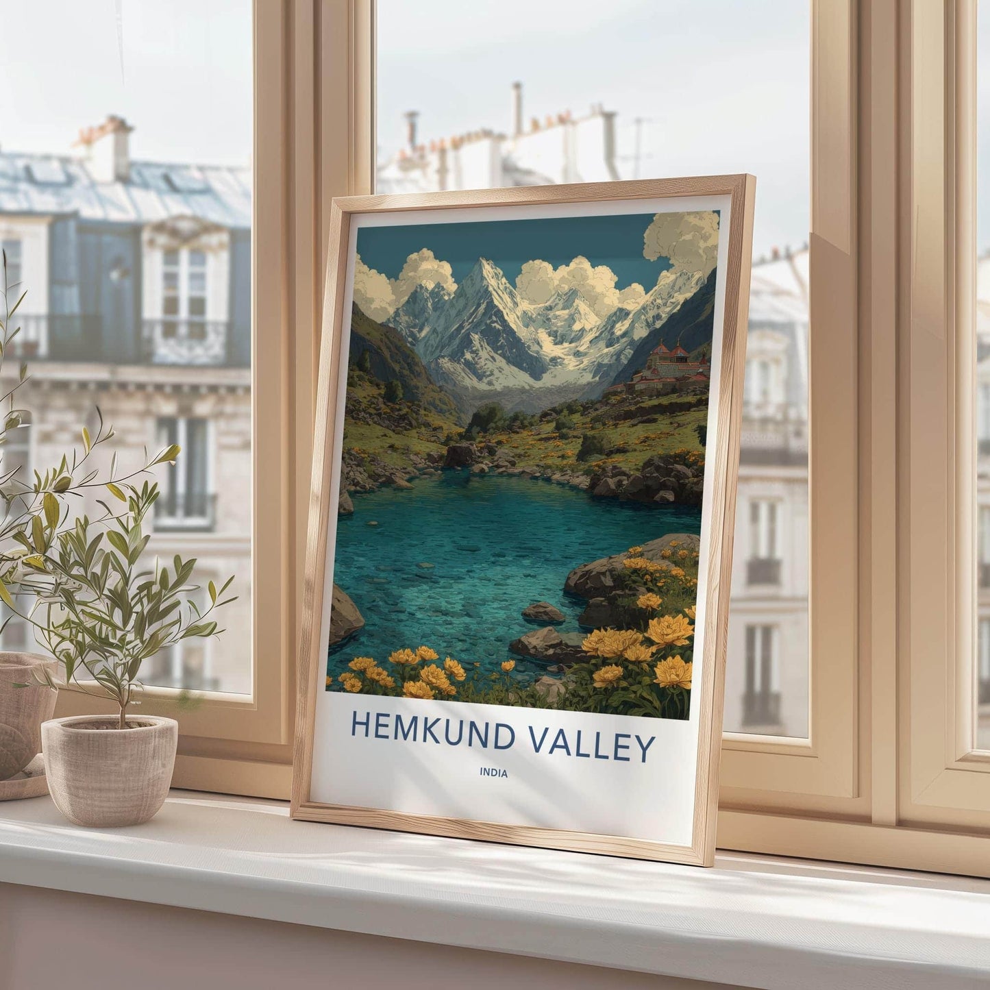 Hemkund Valley Poster - India Fine Art - Uttarakhand Azure Lake Peaks Home Art