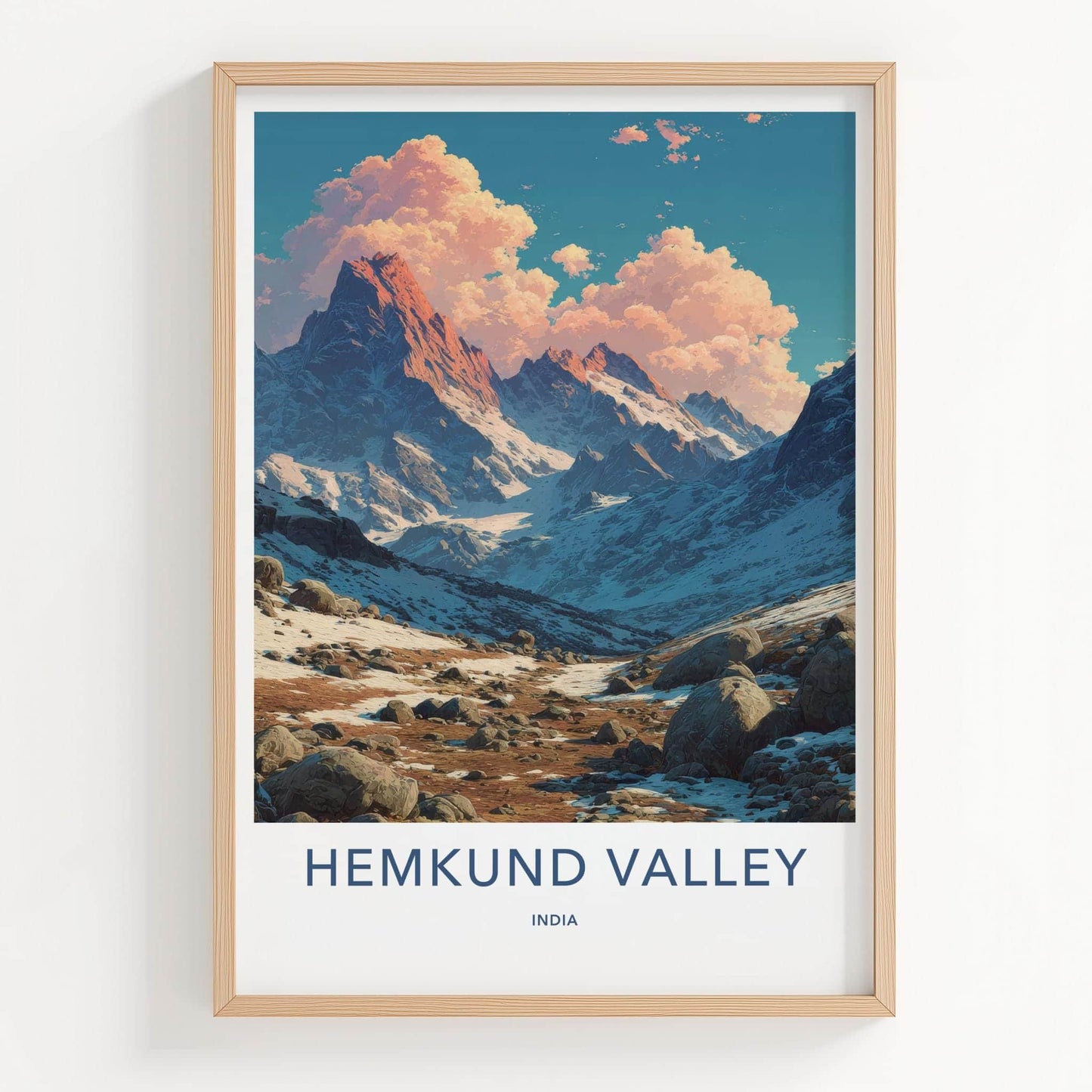 Hemkund Valley Poster - India Fine Art - Uttarakhand Rocky Snowy Landscape Gift