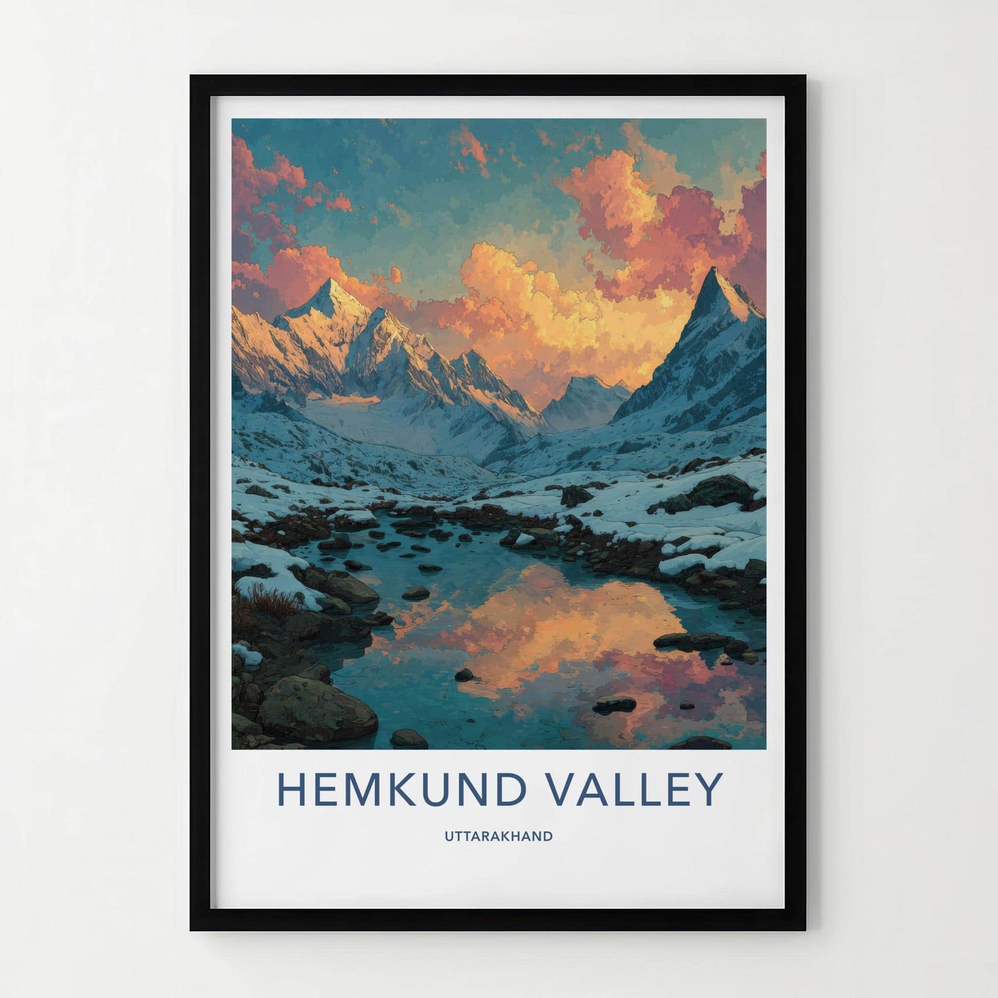 Hemkund Valley Poster - India Scenic Art - Uttarakhand Alpine Valley Sunset Wall Decor