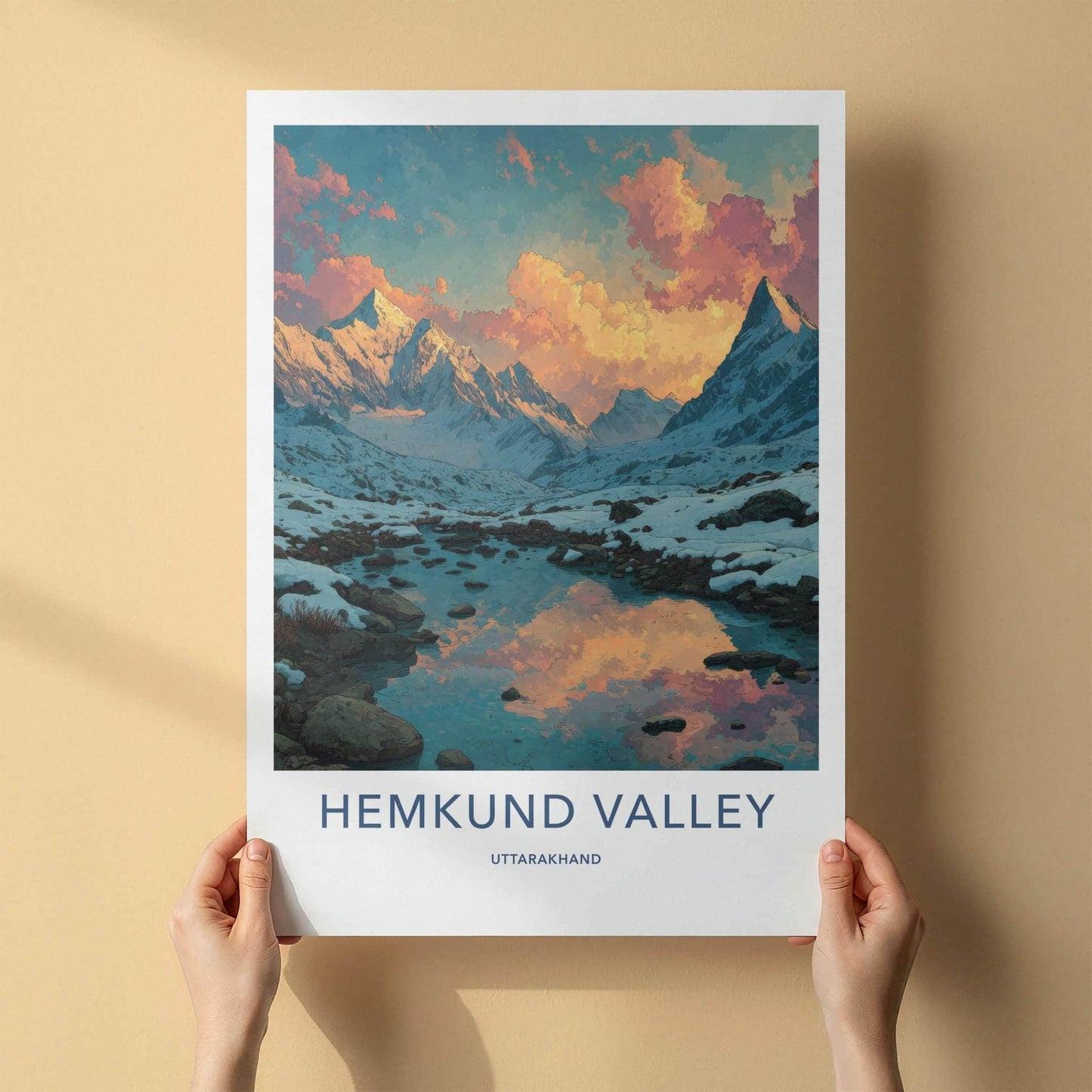 Hemkund Valley Poster - India Scenic Art - Uttarakhand Alpine Valley Sunset Wall Decor