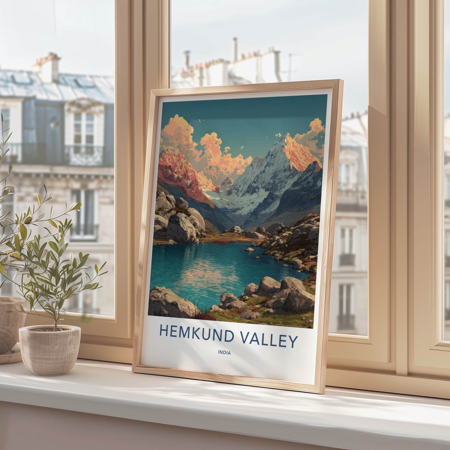Hemkund Valley Poster - India Wall Art - Uttarakhand Mountain Lake Home Decor