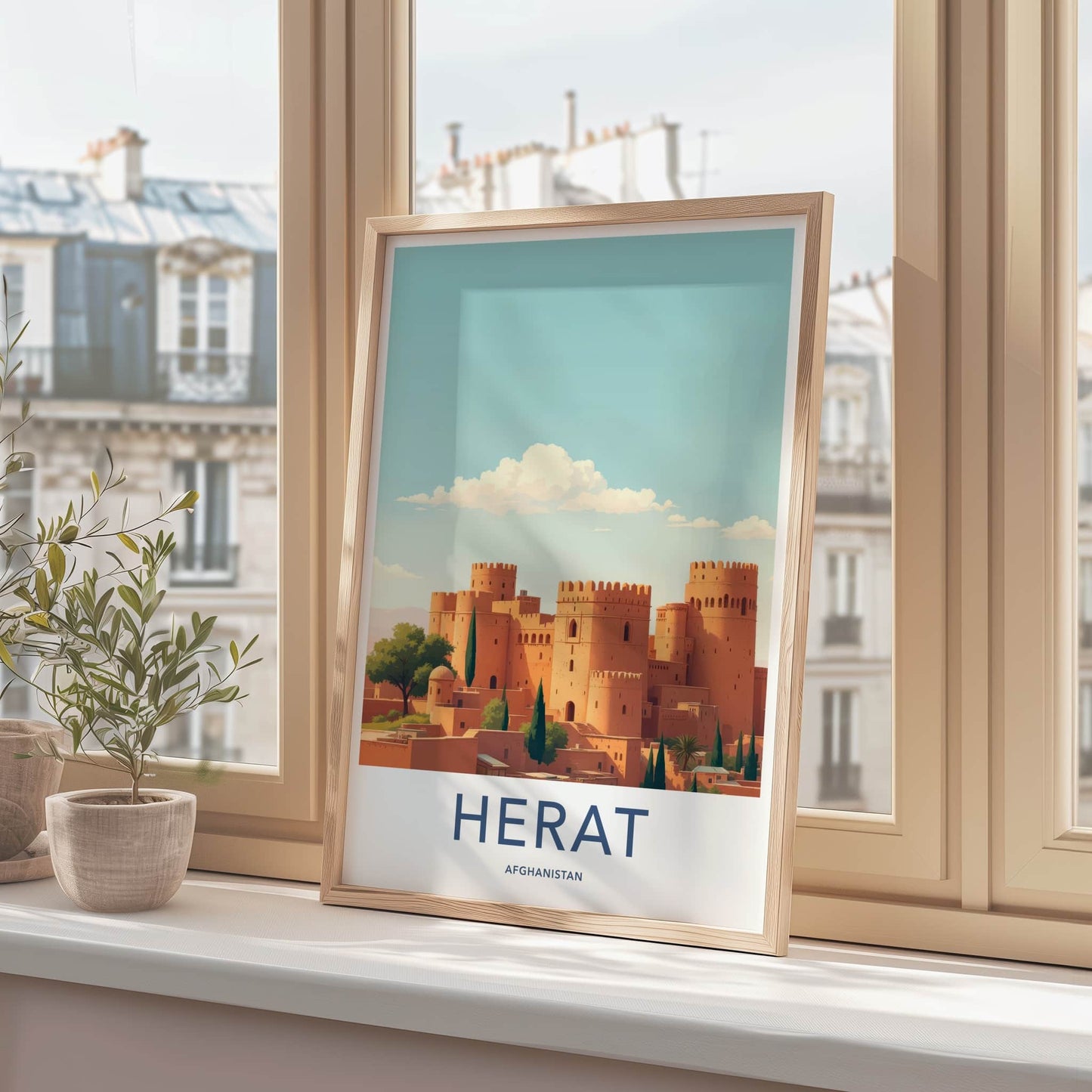 Herat Poster - Afghanistan Travel Art - Historic Adobe Fortress Home Decor
