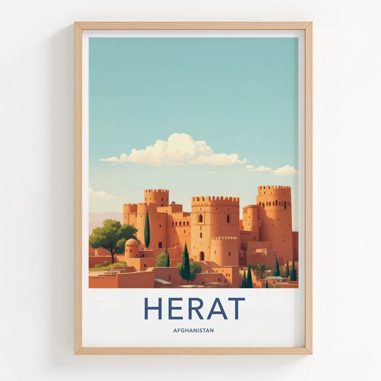 Herat Poster - Afghanistan Travel Art - Historic Adobe Fortress Home Decor