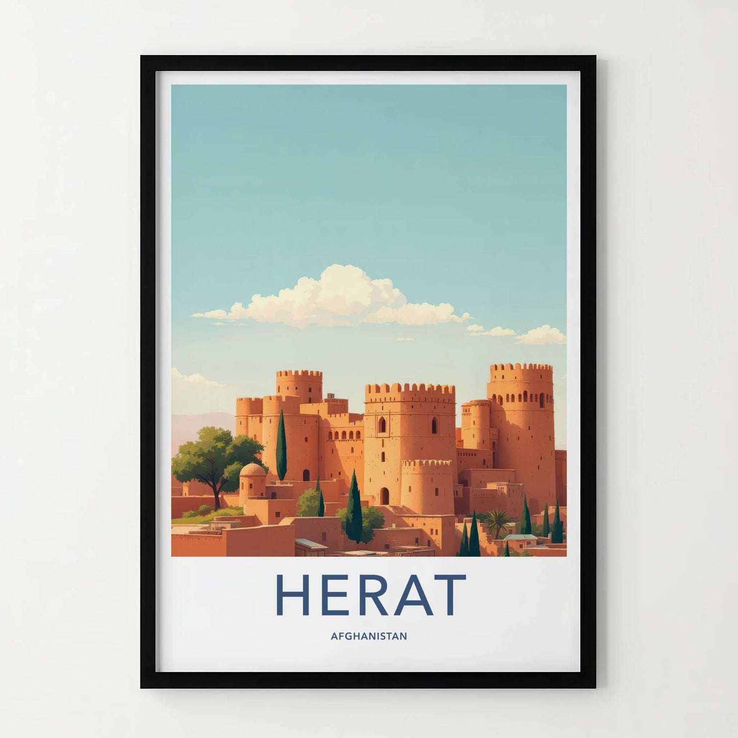 Herat Poster - Afghanistan Travel Art - Historic Adobe Fortress Home Decor