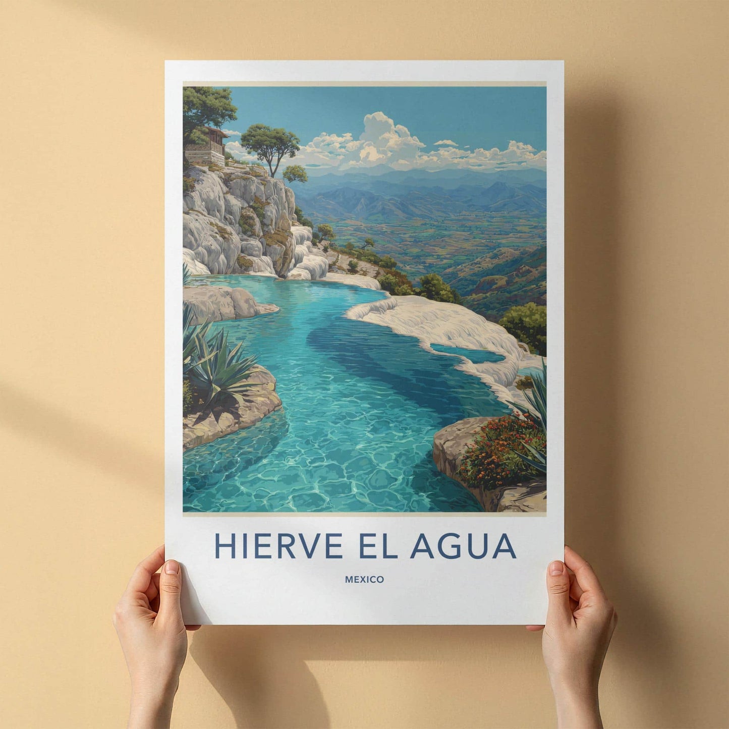 Hierve El Agua Poster - Mexico Art Print - Petrified waterfall formation Home Art