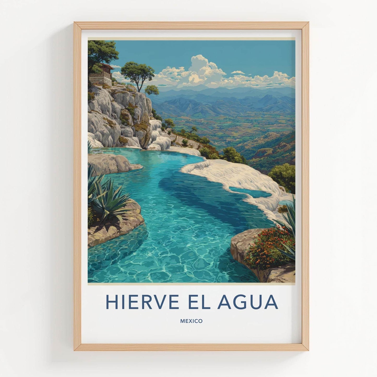 Hierve El Agua Poster - Mexico Art Print - Petrified waterfall formation Home Art