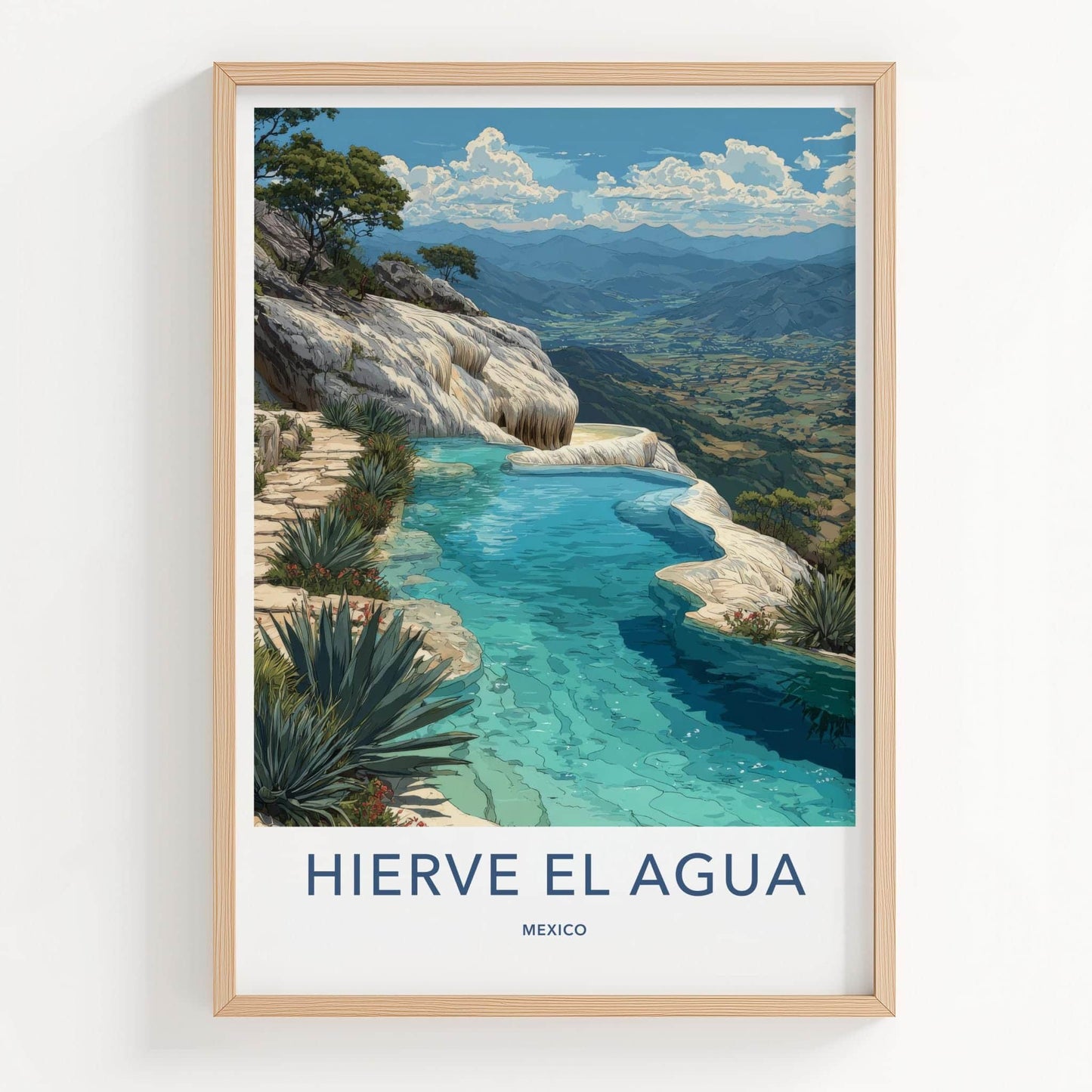 Hierve El Agua Poster - Mexico Travel Art - Petrified Mineral Falls Home Decor