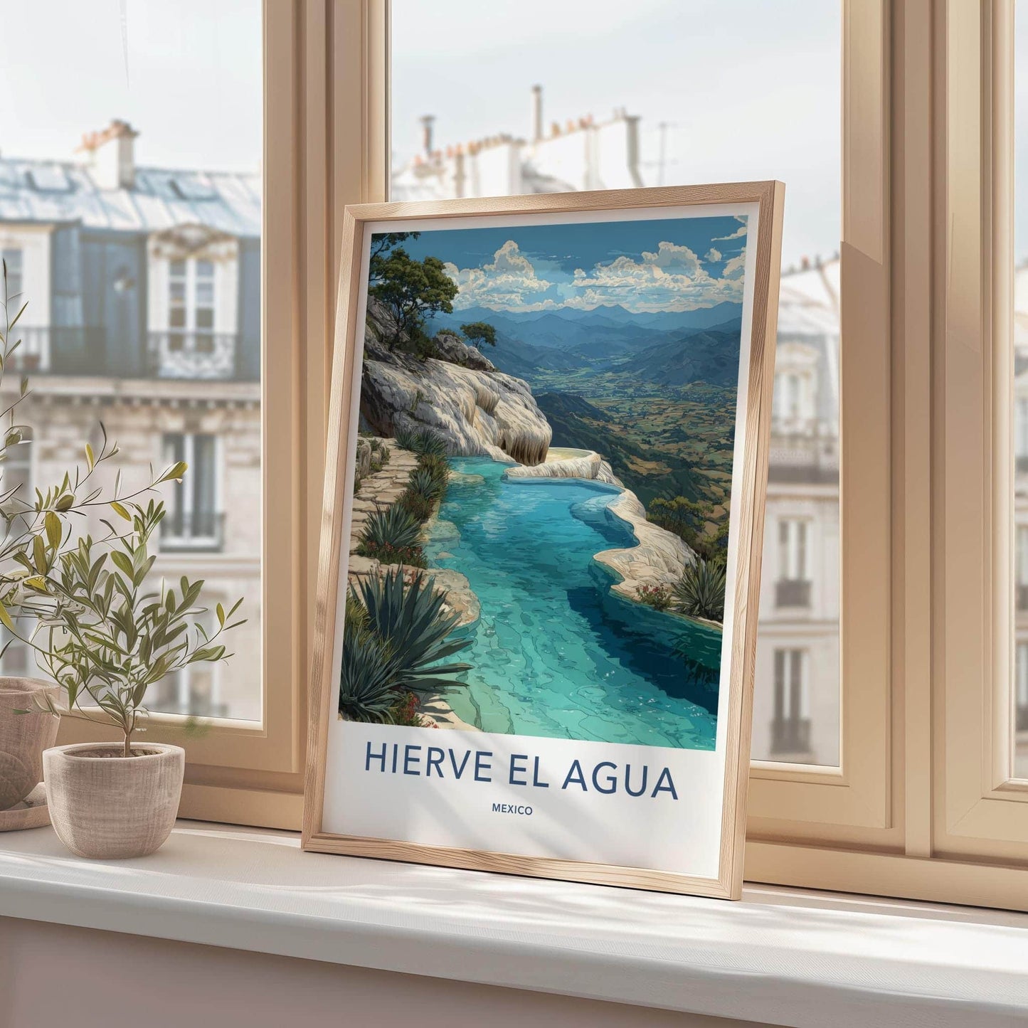 Hierve El Agua Poster - Mexico Travel Art - Petrified Mineral Falls Home Decor