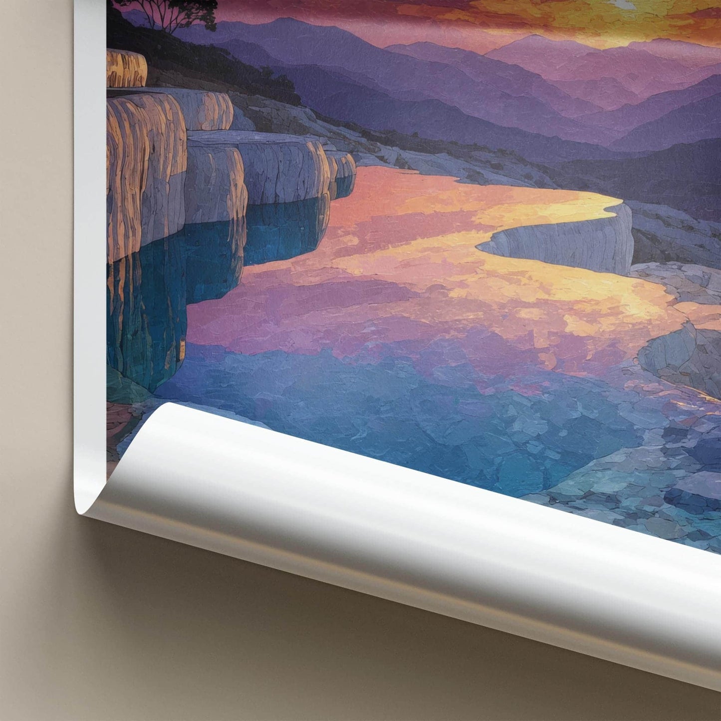 Hierve el Agua Poster - Mexico Travel Art - Petrified Terraces Sunset Wall Decor