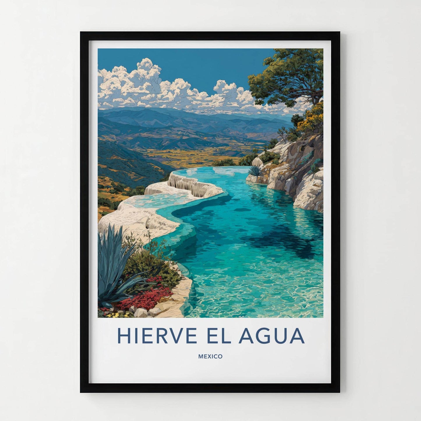 Hierve El Agua Poster - Mexico Travel Art - Petrified Waterfalls Pools Wall Decor