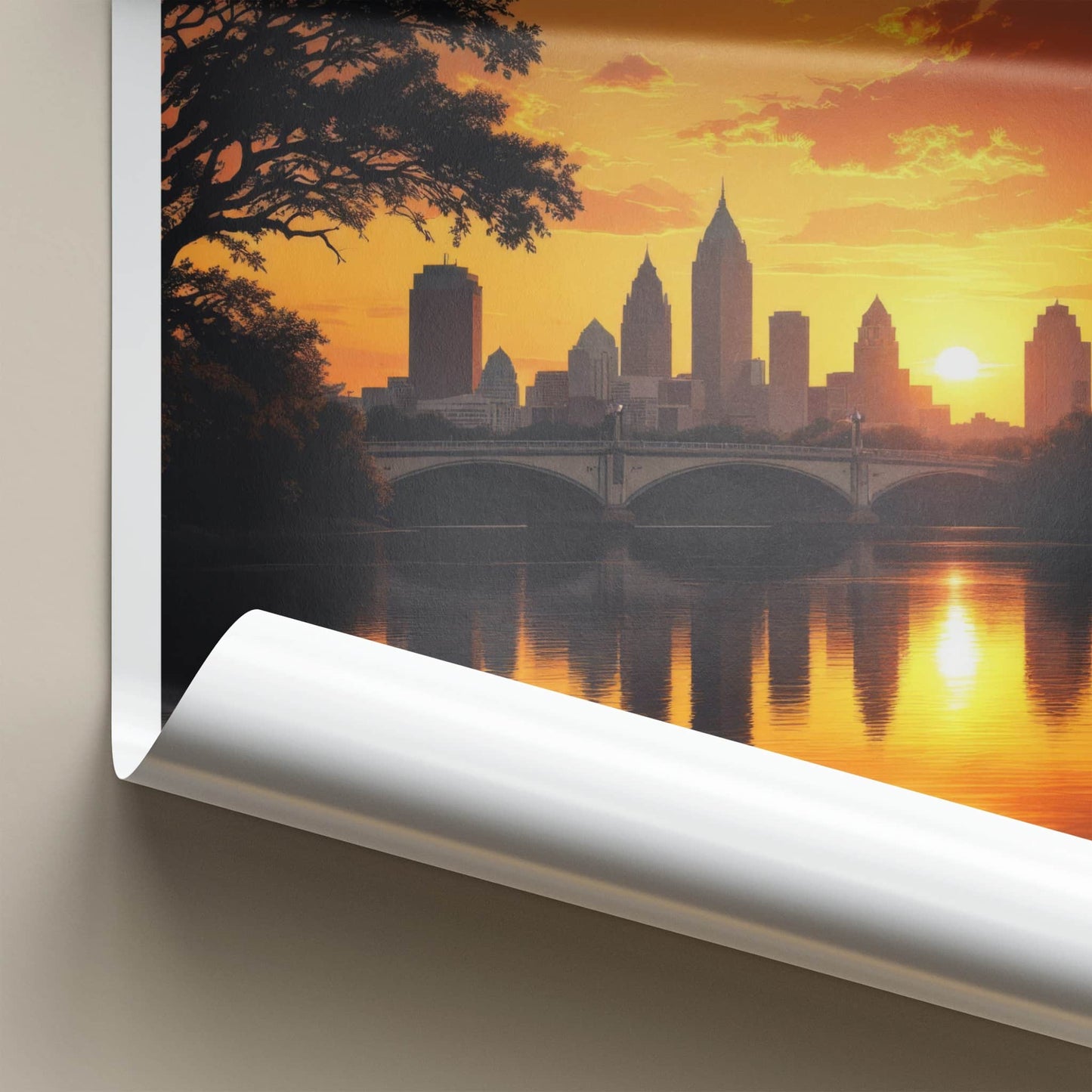 Hill Country Poster - Texas Travel Art - Golden Hour Skyline Wall Decor