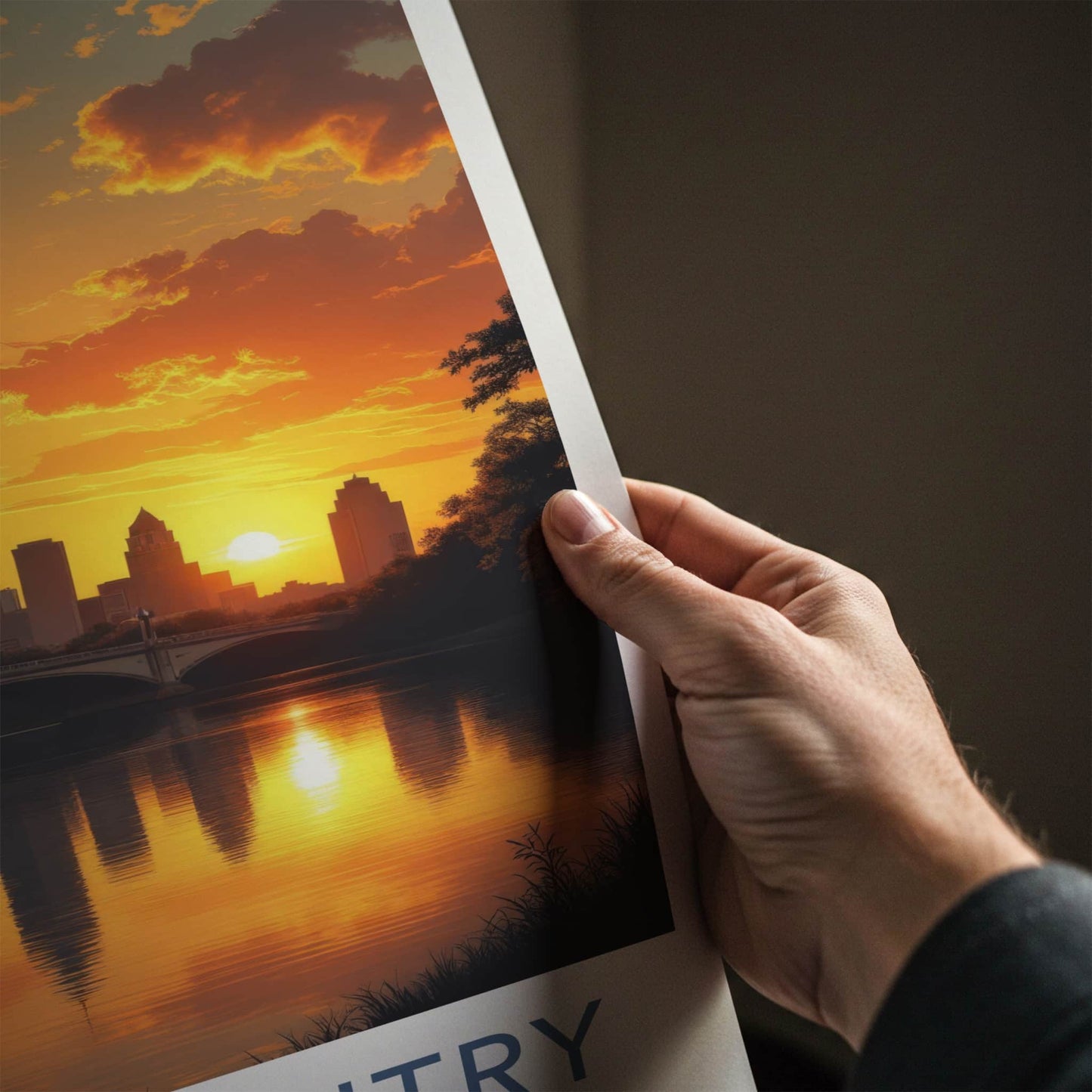 Hill Country Poster - Texas Travel Art - Golden Hour Skyline Wall Decor