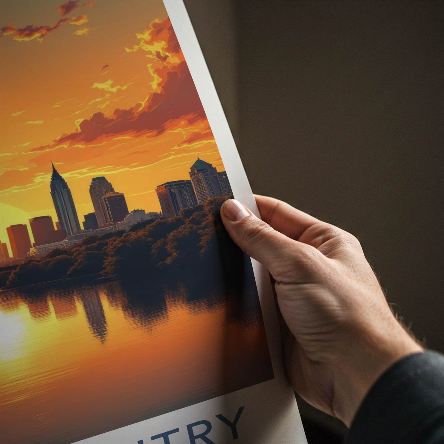 Hill Country Poster - Texas Wall Art - City River Sunset Home Decor