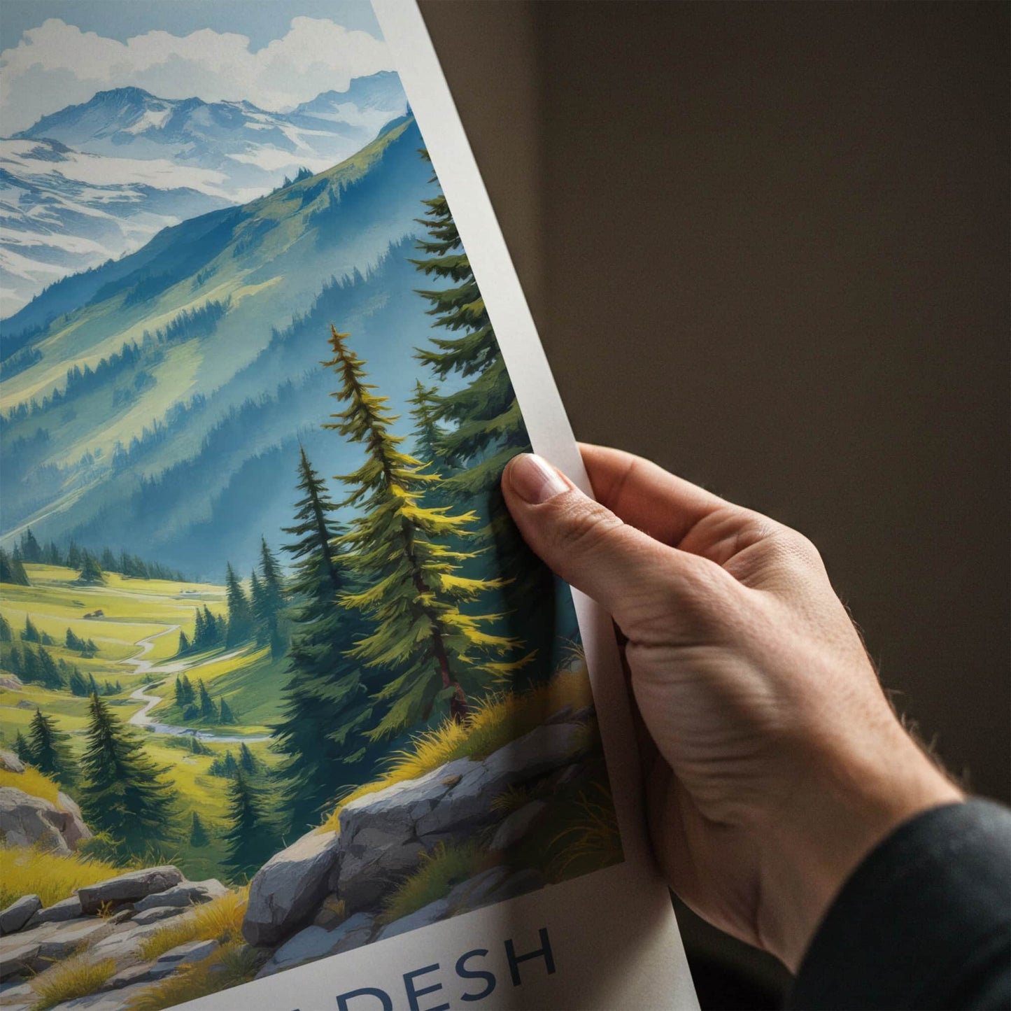 Himachal Pradesh Poster - India Travel Art - Himachal Pradesh Mountain Temple Path Gift