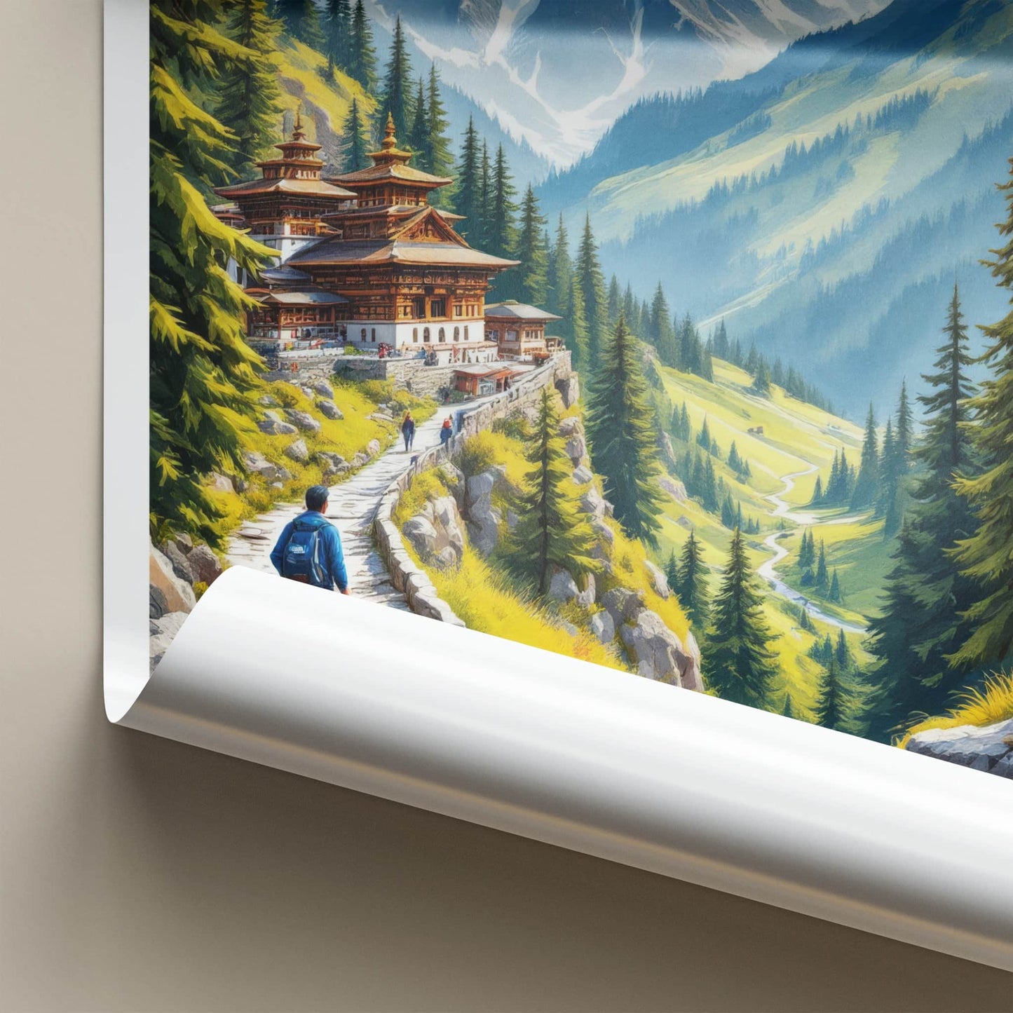 Himachal Pradesh Poster - India Travel Art - Himachal Pradesh Mountain Temple Path Gift