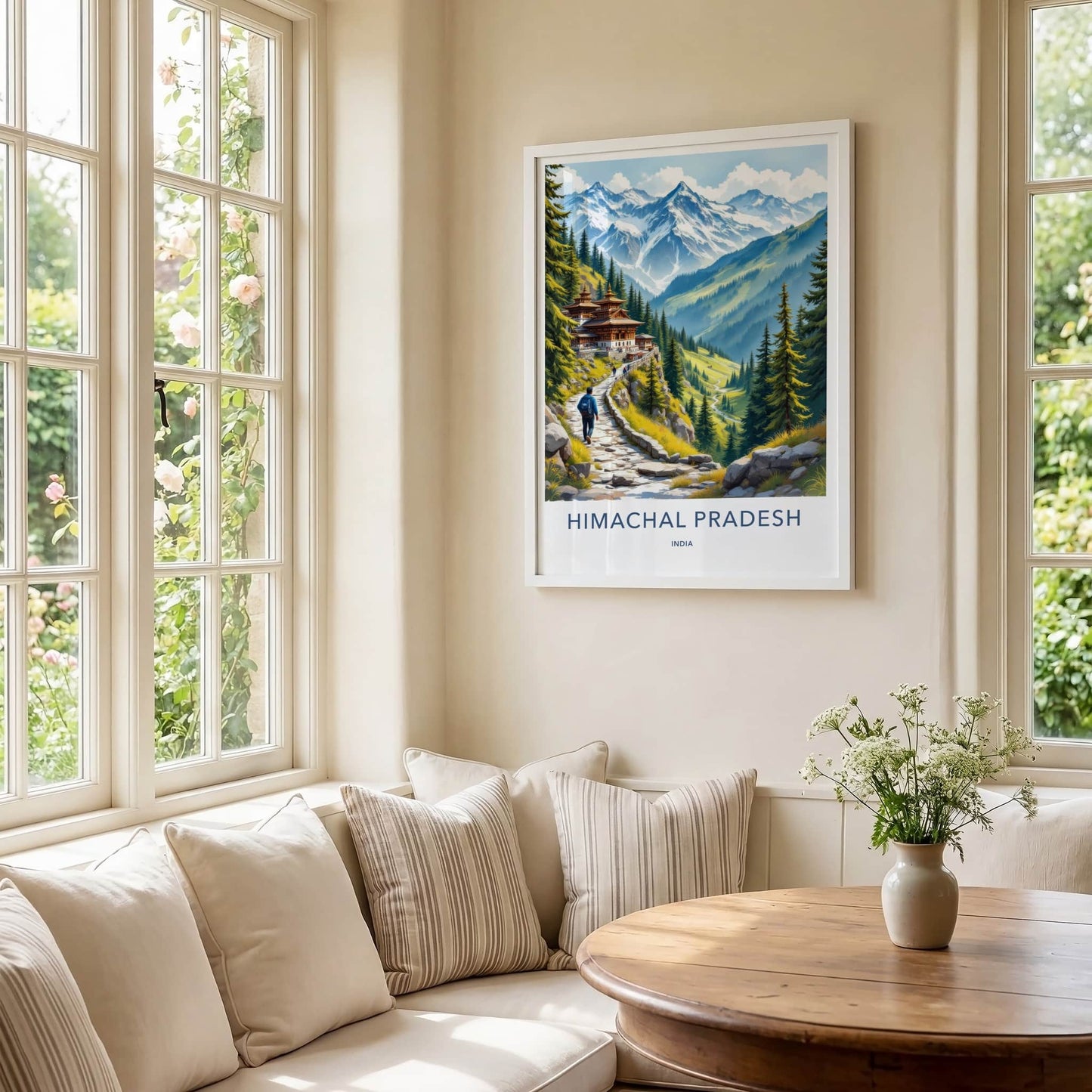 Himachal Pradesh Poster - India Travel Art - Himachal Pradesh Mountain Temple Path Gift