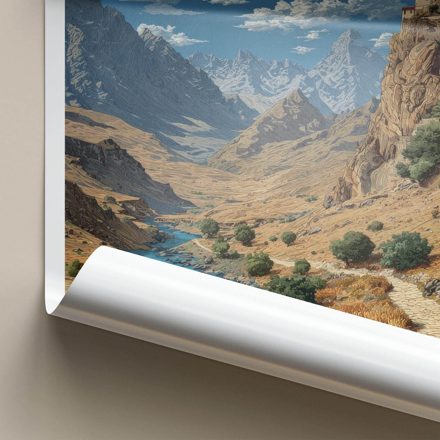 Himachal Pradesh Poster - India Wall Art - Himachal River Village Gift