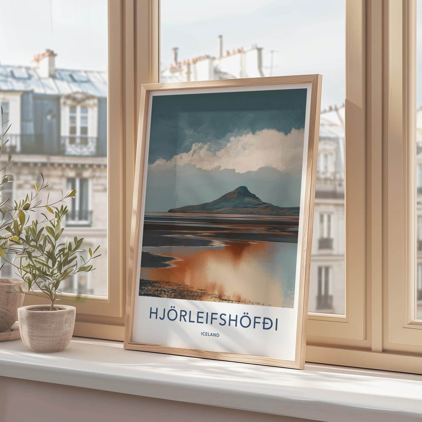 Hjorleifshofdi Poster - Iceland Wall Art - Moody Mountain Reflection Gift
