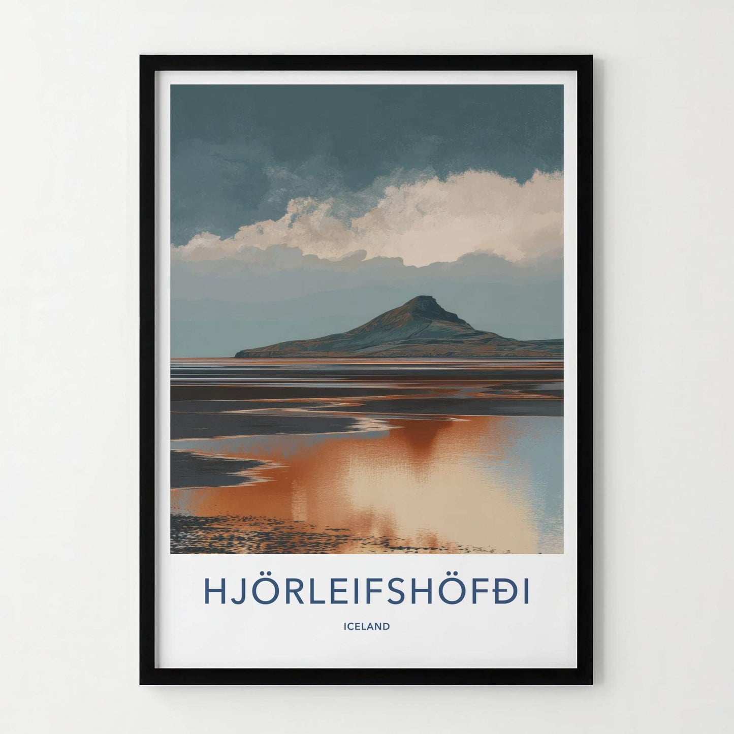 Hjorleifshofdi Poster - Iceland Wall Art - Moody Mountain Reflection Gift