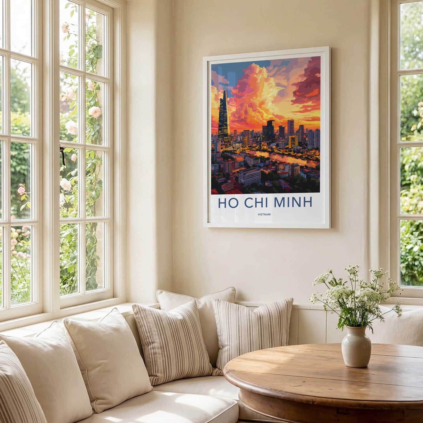 Ho Chi Minh Poster - Vietnam Travel Art - Vibrant City Sunset Home Decor