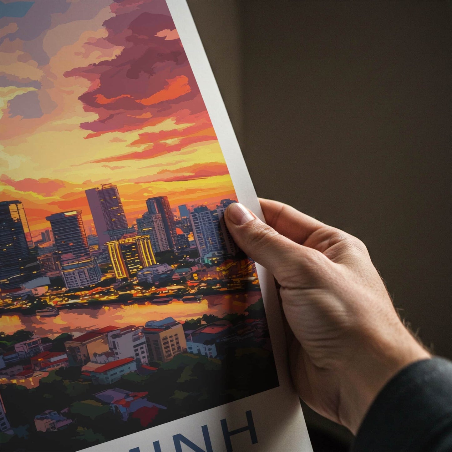 Ho Chi Minh Poster - Vietnam Travel Art - Vibrant City Sunset Home Decor