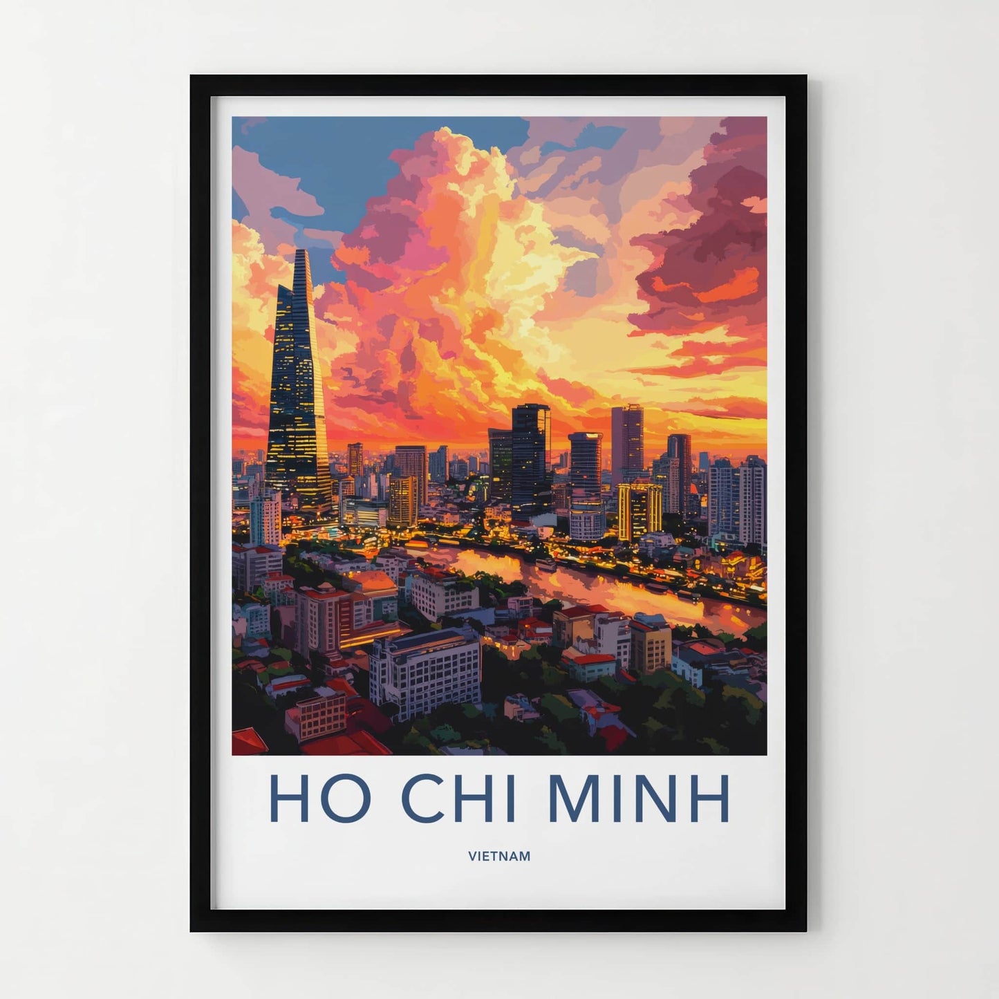 Ho Chi Minh Poster - Vietnam Travel Art - Vibrant City Sunset Home Decor