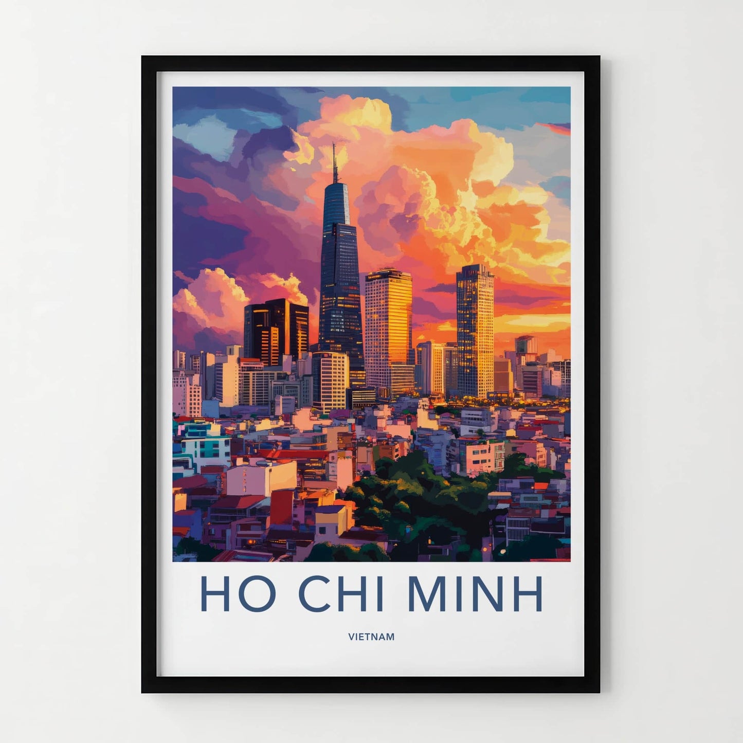 Ho Chi Minh Poster - Vietnam Travel Art - Vibrant City Sunset Home Decor