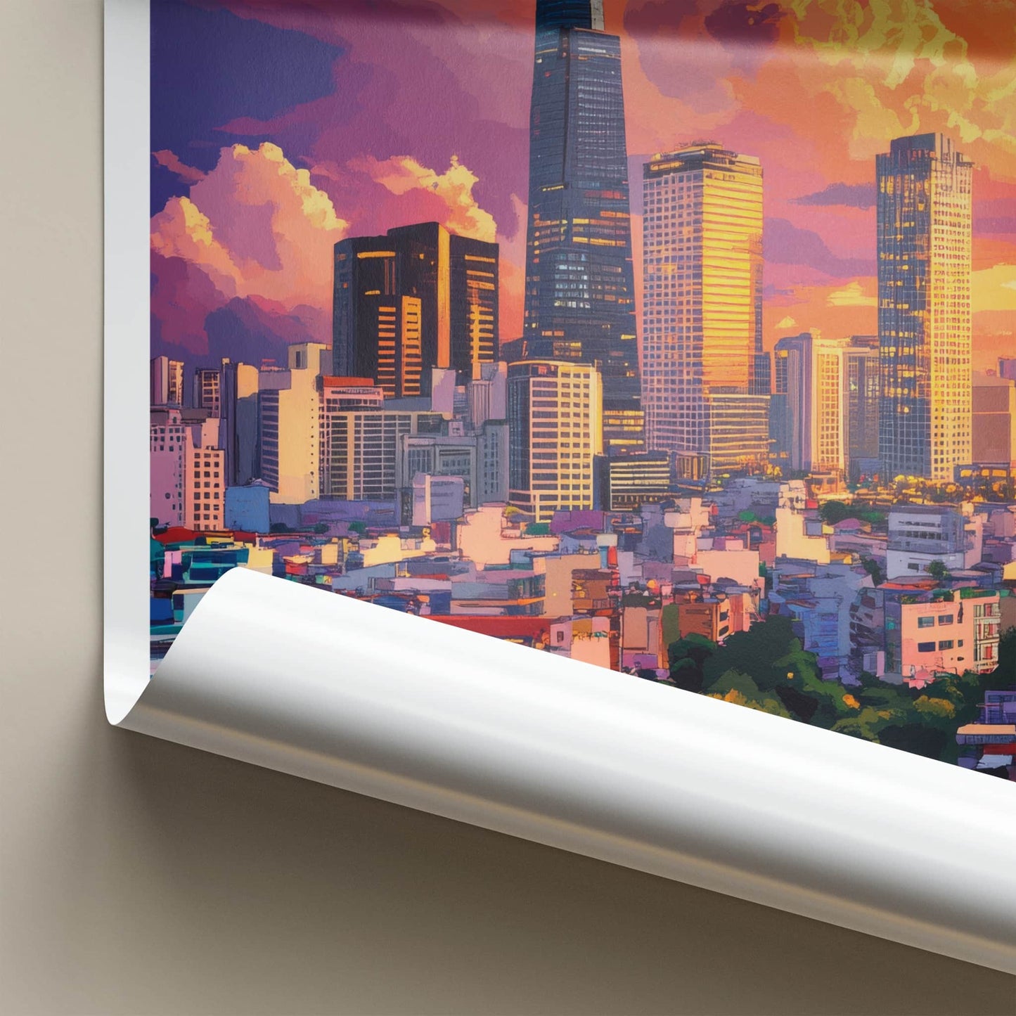Ho Chi Minh Poster - Vietnam Travel Art - Vibrant City Sunset Home Decor