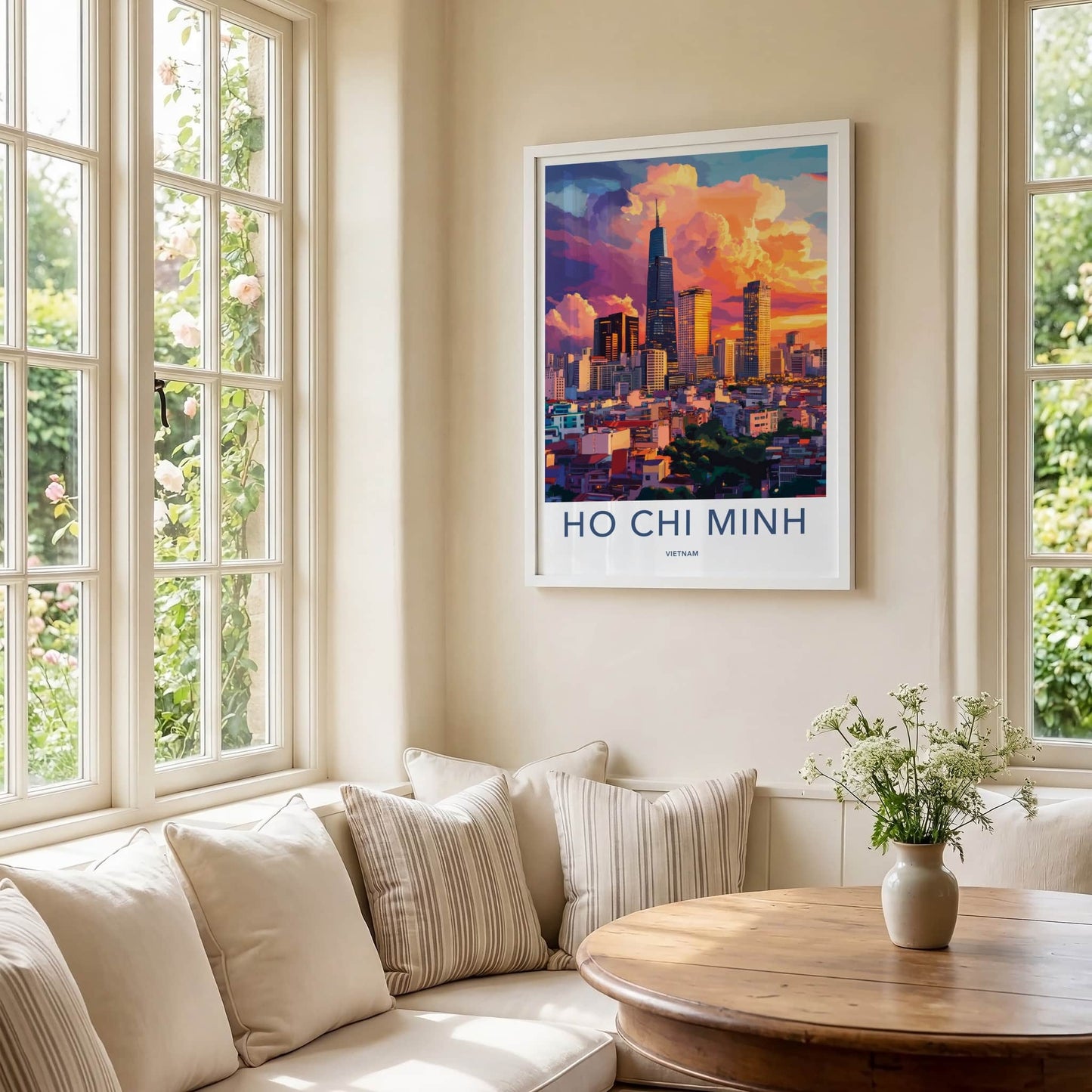 Ho Chi Minh Poster - Vietnam Travel Art - Vibrant City Sunset Home Decor