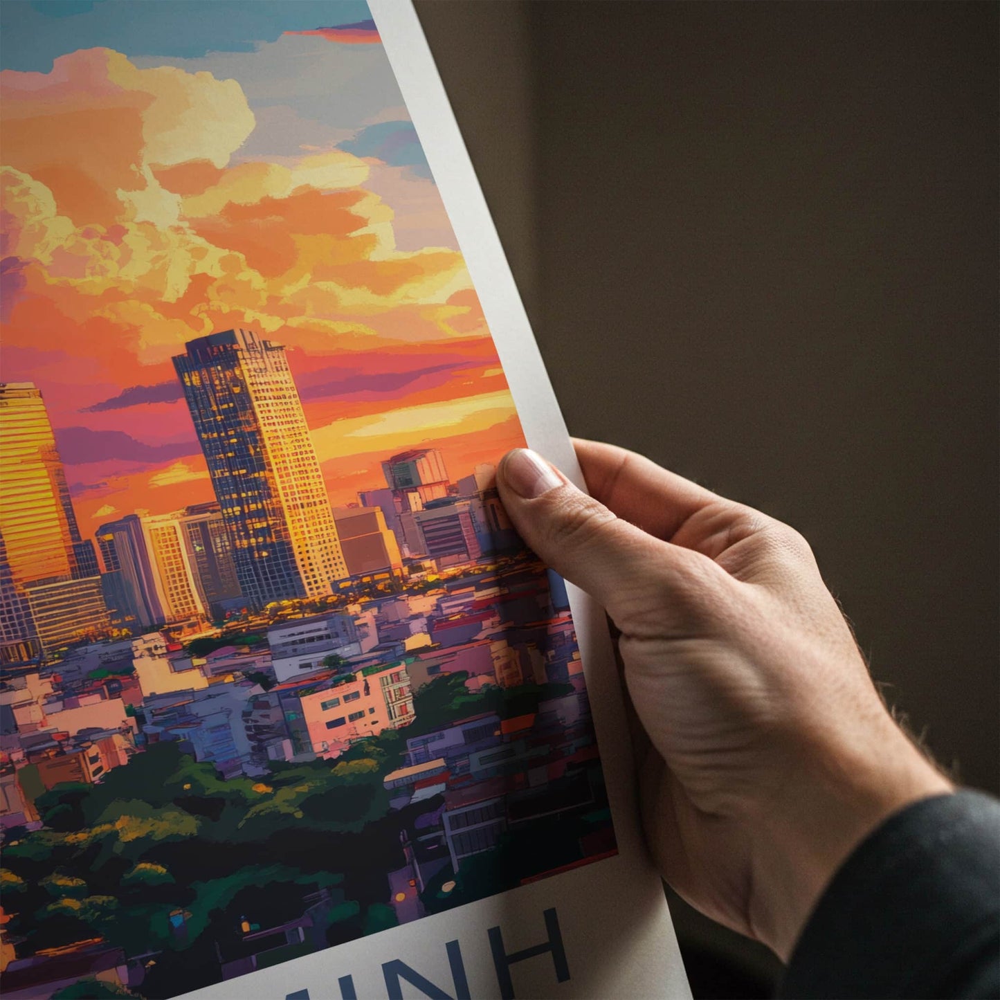 Ho Chi Minh Poster - Vietnam Travel Art - Vibrant City Sunset Home Decor